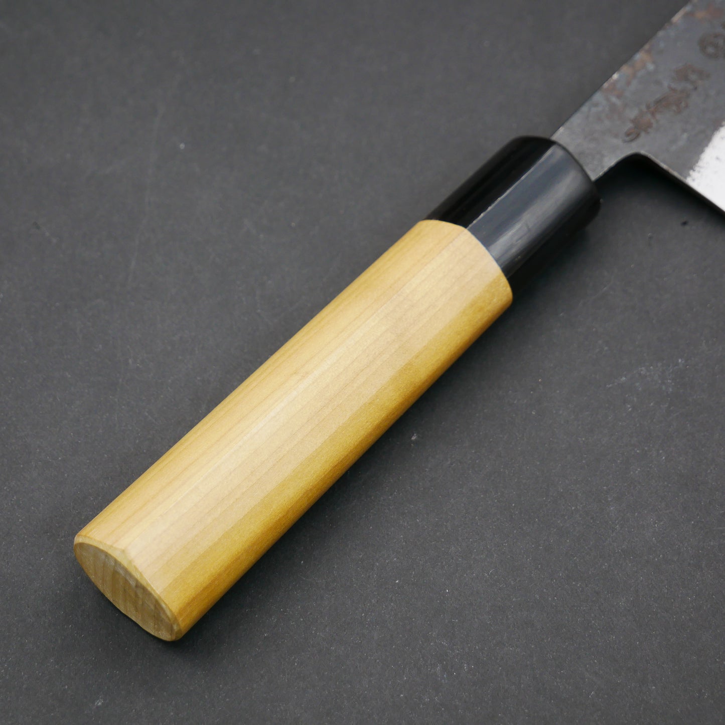 White#2 Carbon Steel Kurouchi Kiritsuke Santoku Magnolia Handle