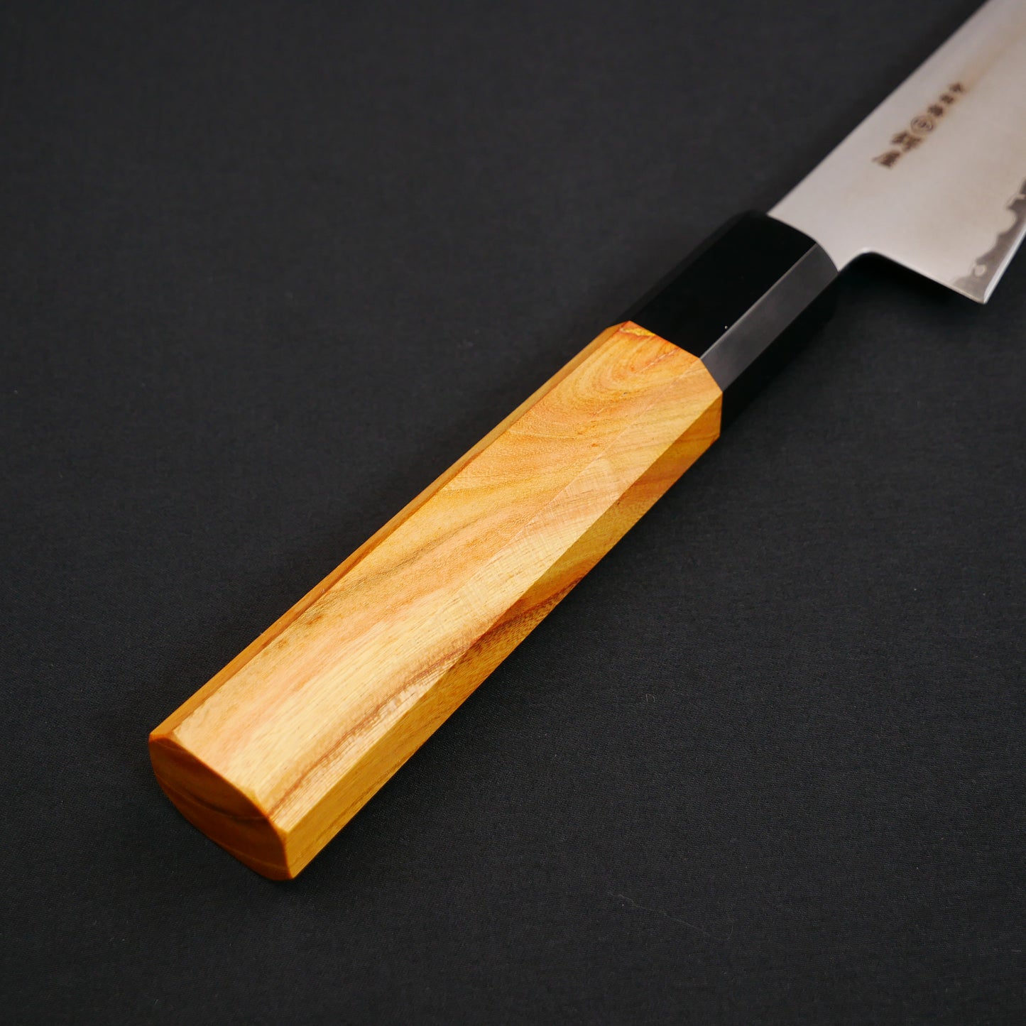 BlueSuper Carbon Steel Honesuki Zelkova Octagonal Handel (Double Bevel)