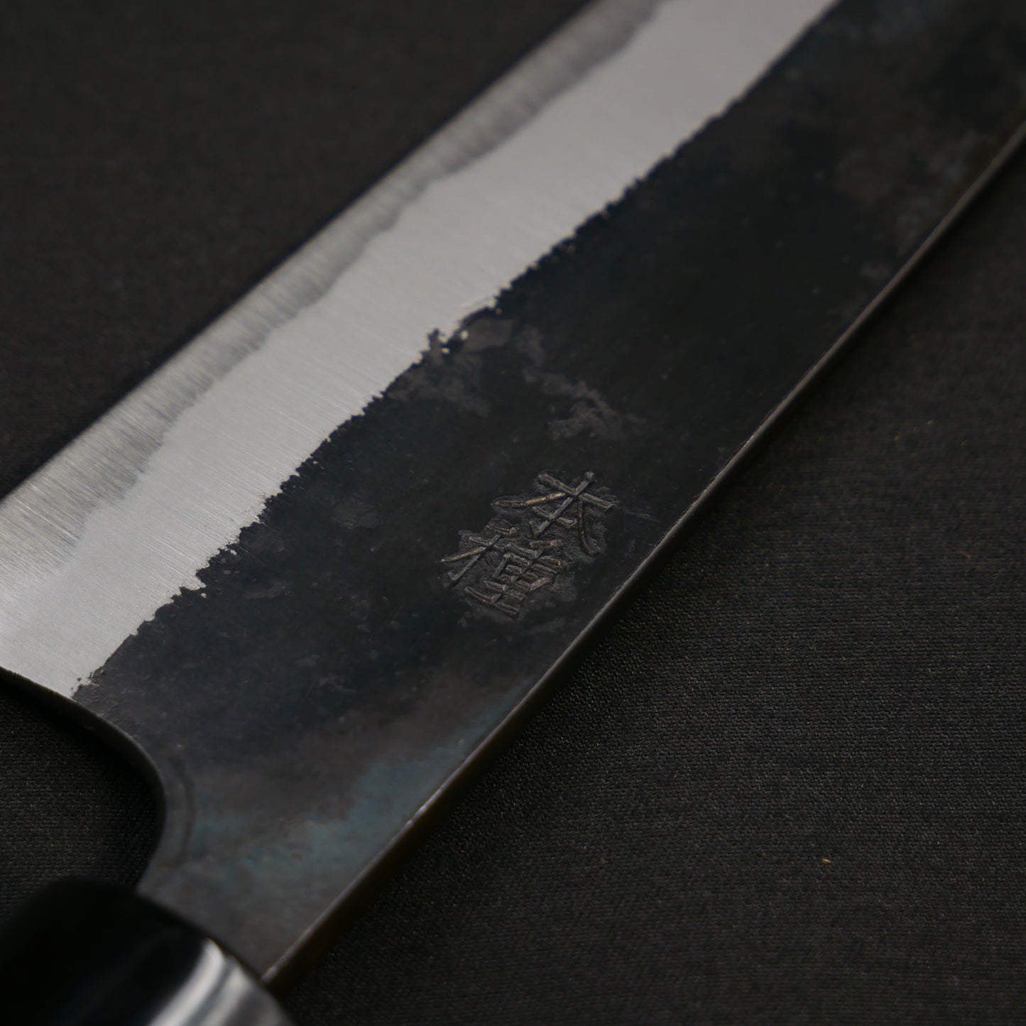 "Tanegashima" Blue#2 Carbon Steel Kurouchi Middle Santoku Rosewood Handle