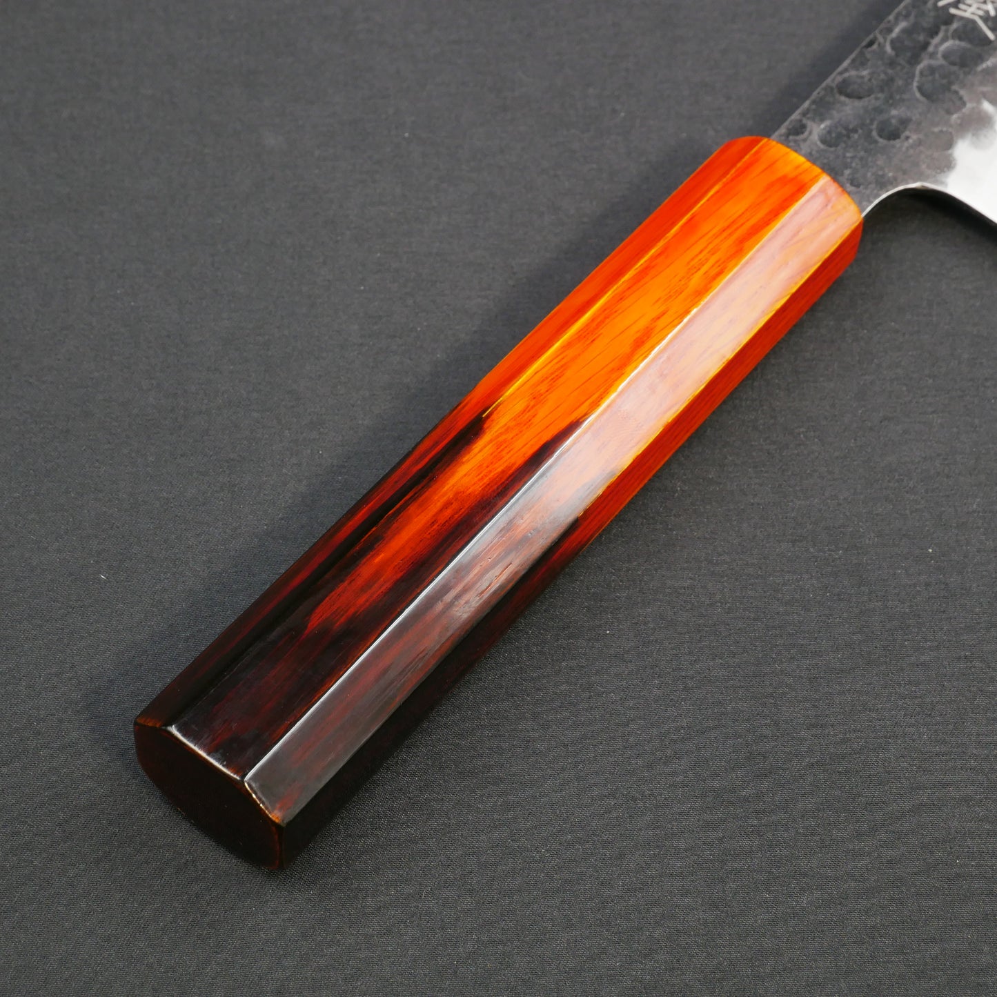 Molybdenum Vanadium Steel Kurouchi Tsuchime Kiritsuke Gyuto Oak Urushi Octagonal Handle