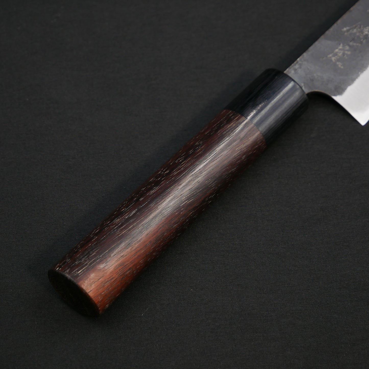 "Tanegashima" Blue#2 Carbon Steel Kurouchi Small Santoku Rosewood Handle