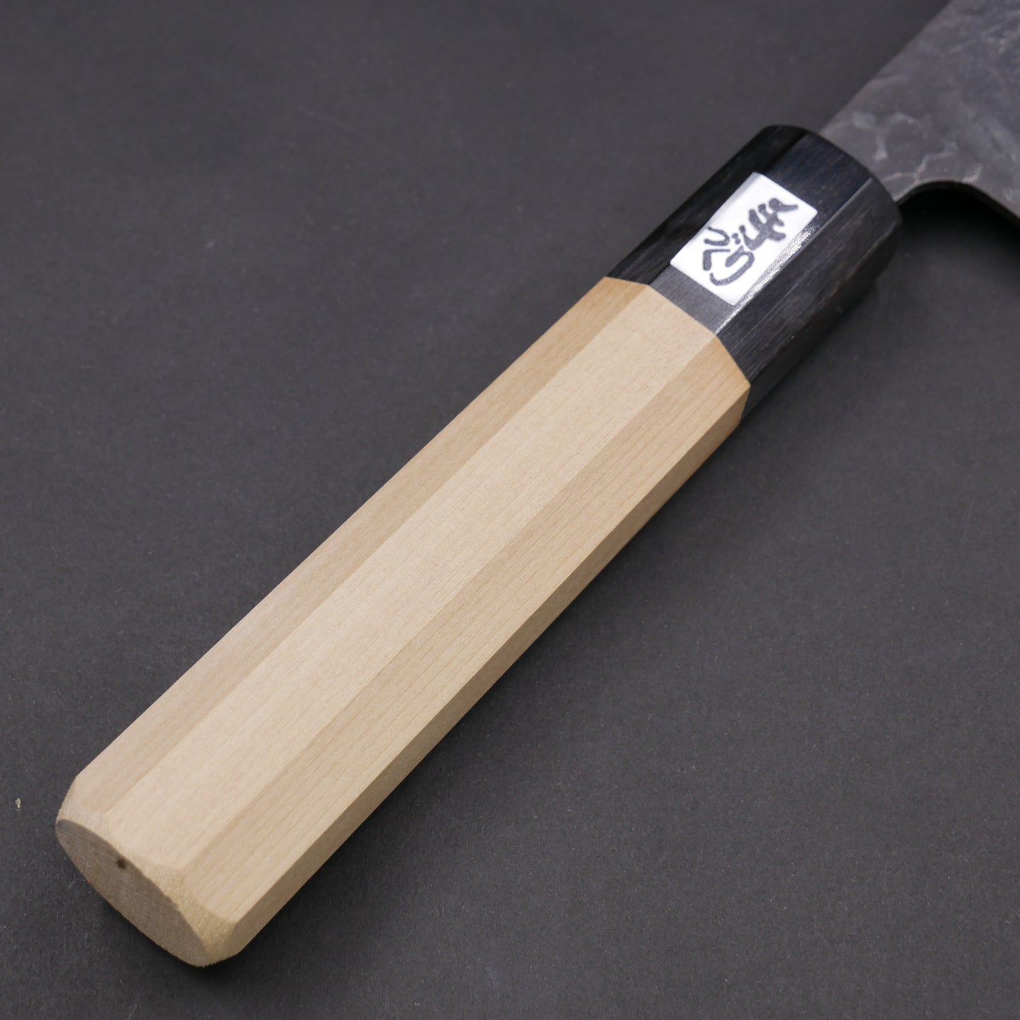 BlueSuper Carbon Steel Kurouchi Tsuchime StainlessClad Nakiri Magnolia Octagonal Handle