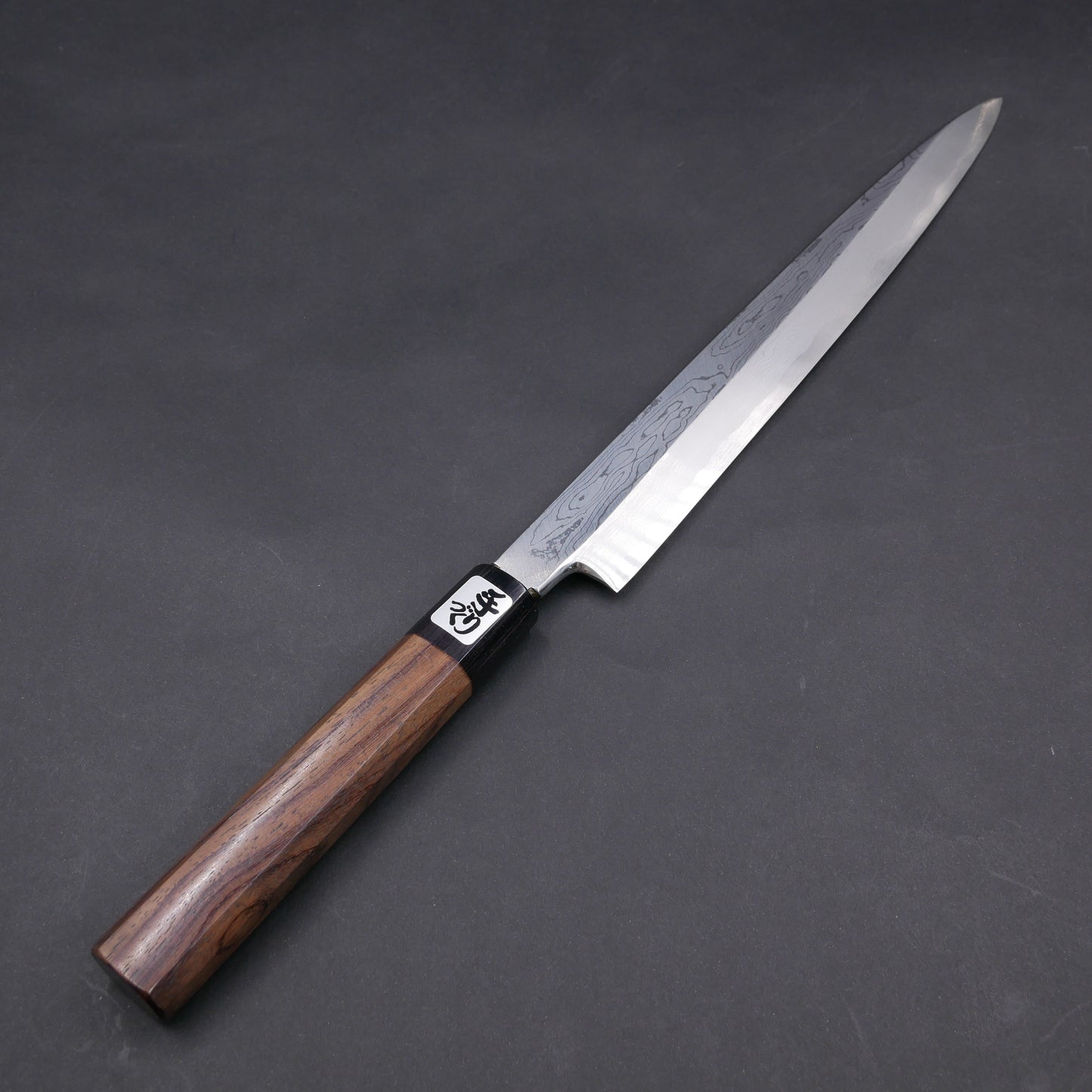 Blue#2 Carbon Steel Suminagashi Yanagiba Rosewood Octagonal Handle