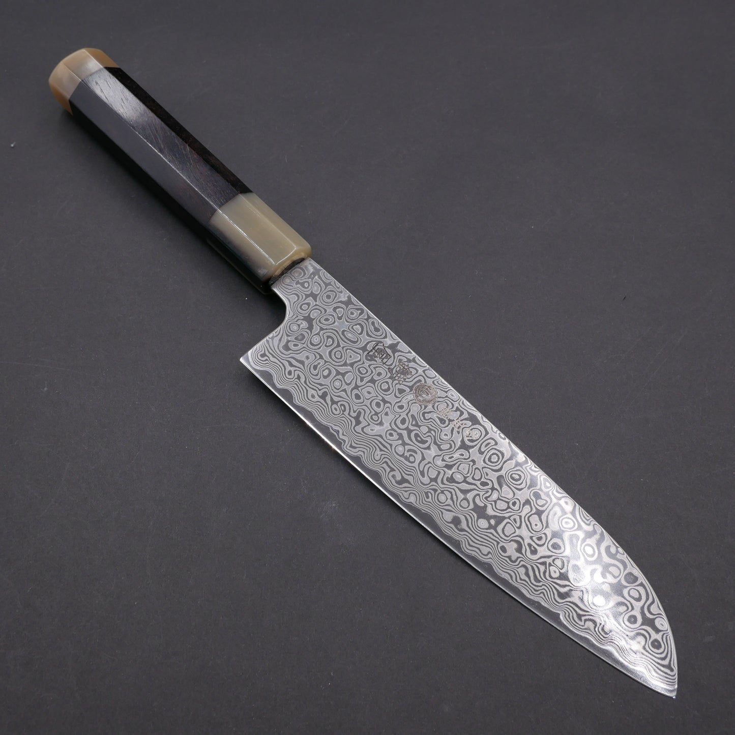 Molybdenum Vanadium Steel 67Layers Damascus Santoku Ebony Octagonal Handle