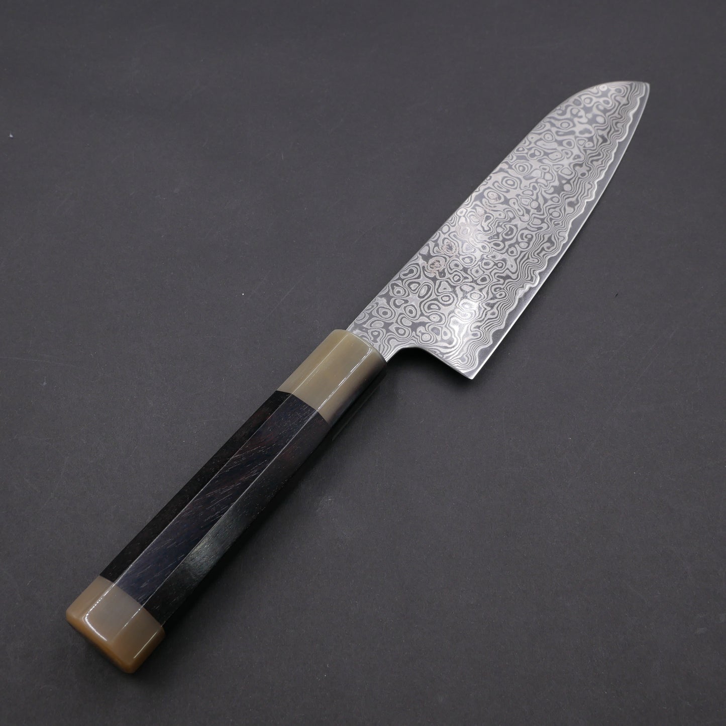 Molybdenum Vanadium Steel 67Layers Damascus Santoku Ebony Octagonal Handle