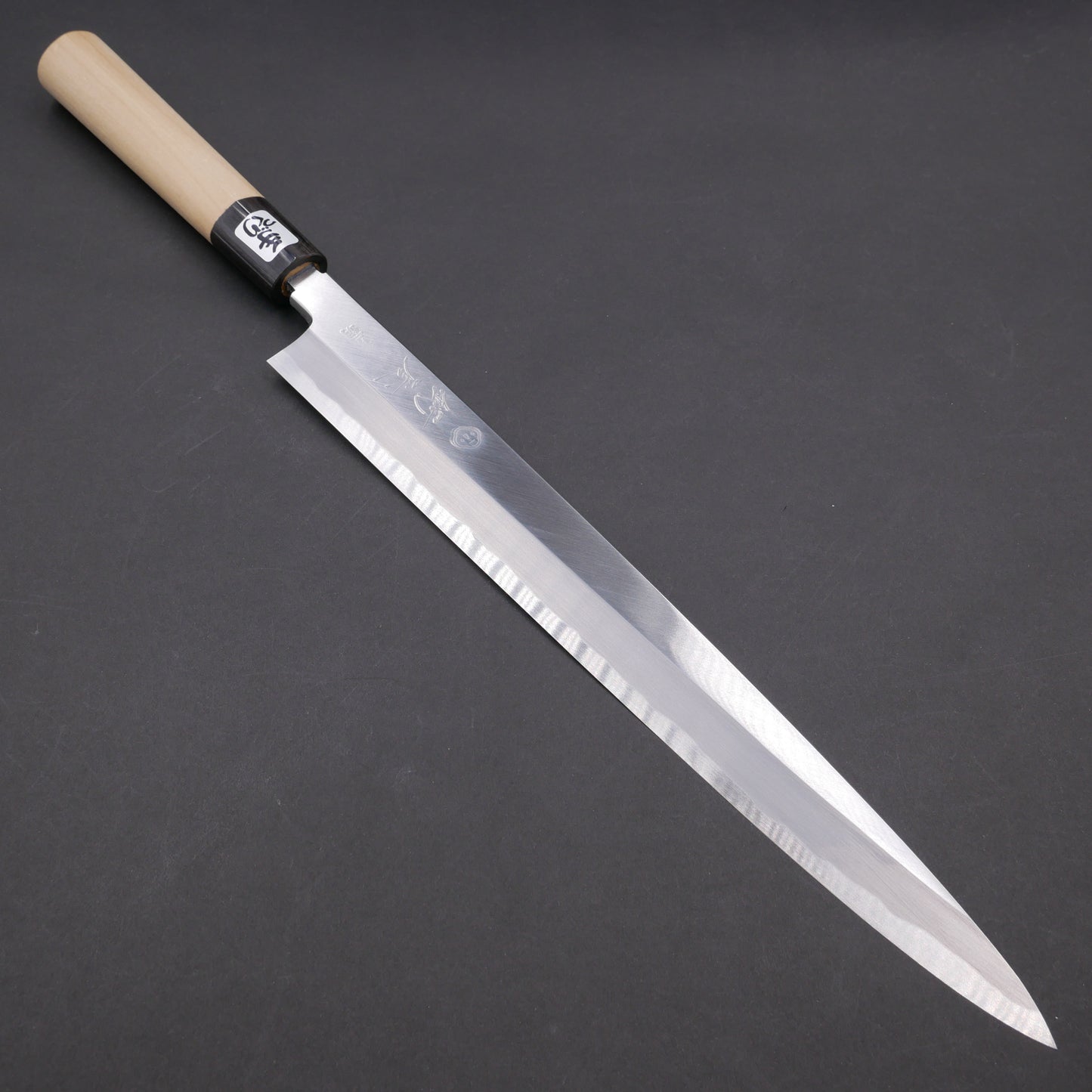 Blue#2 Carbon Steel Fine-Finish Yanagiba Magnolia Handle (Thin Blade)
