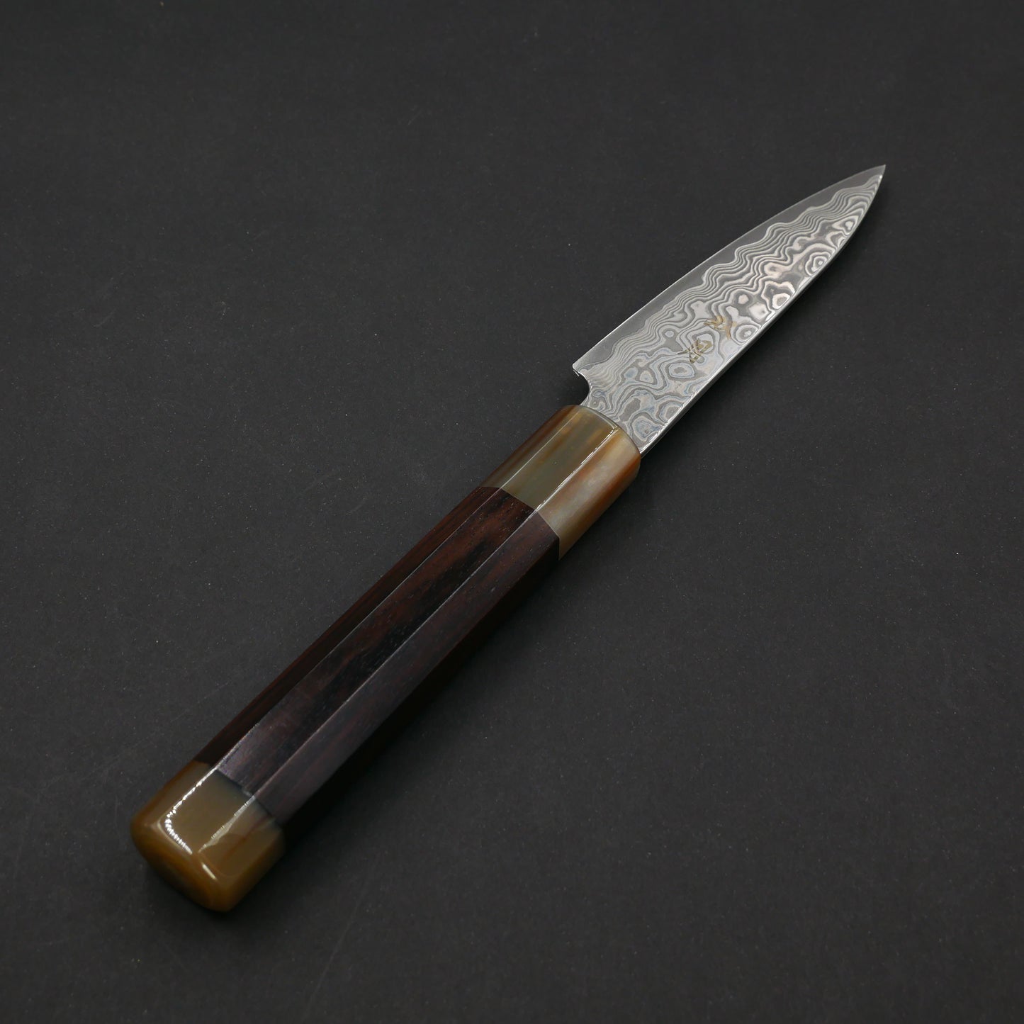 Molybdenum Vanadium Steel 67Layers Damascus Paring Ebony Octagonal Handle