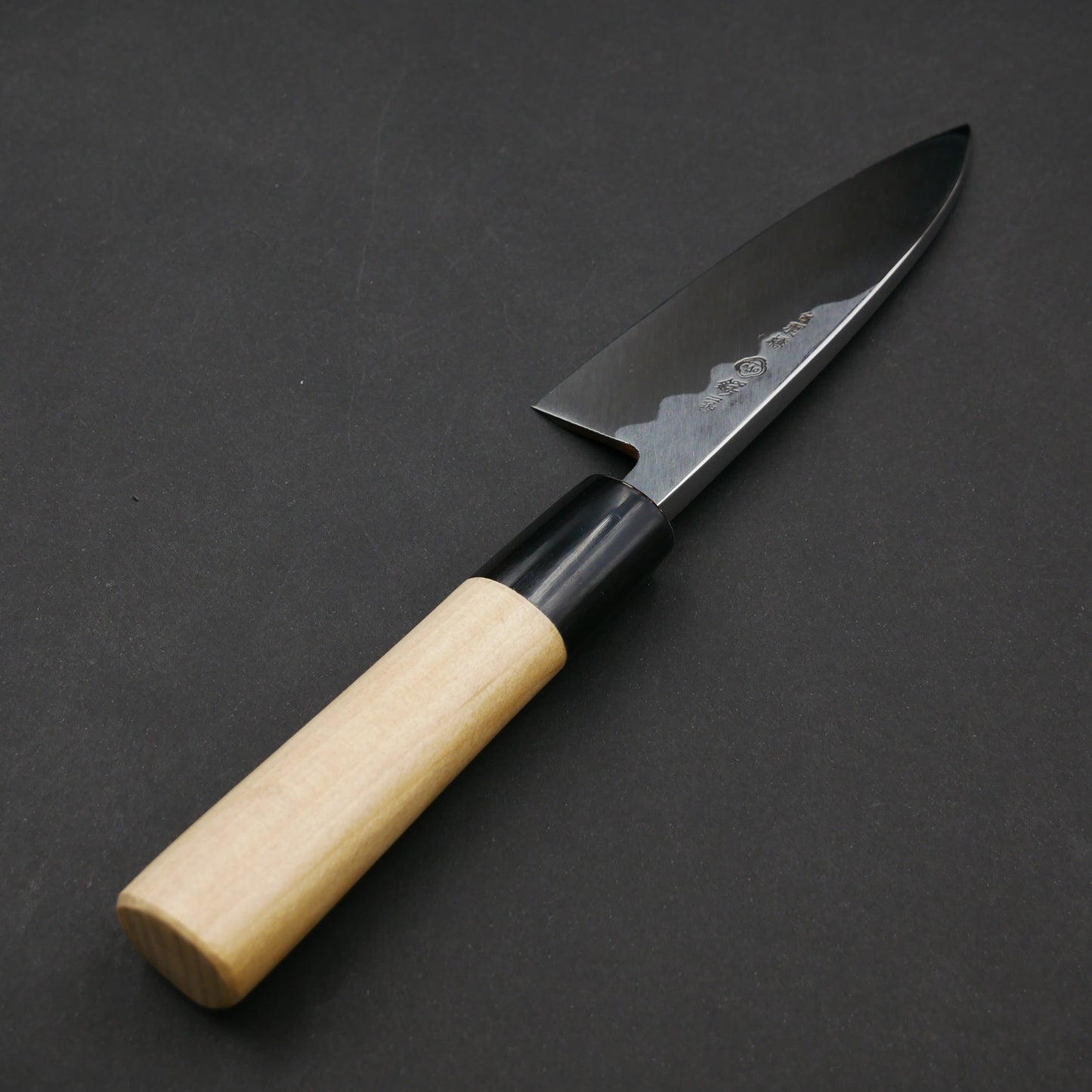 Blue#2 Carbon Steel Fine-Finish Small Deba Magnolia Handle