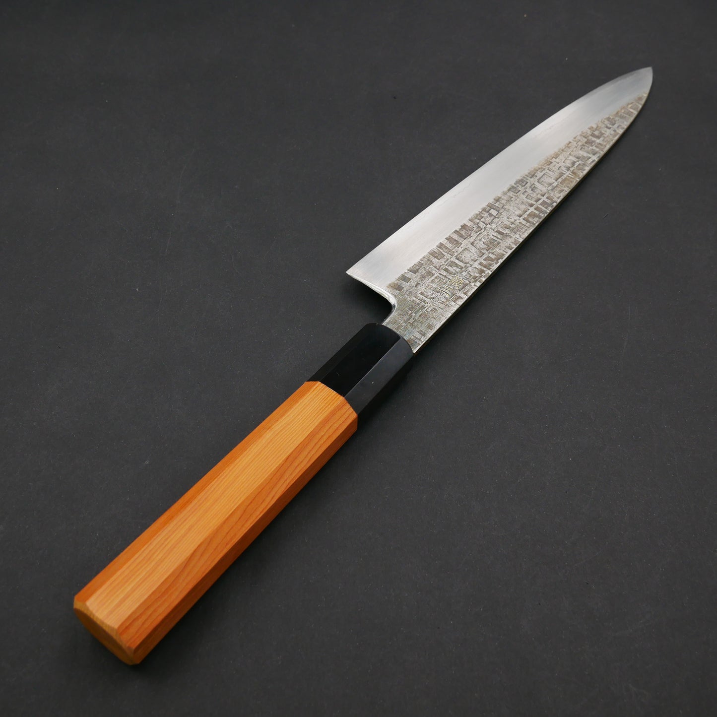 Silver#3 Stainless Steel Kurouchi Tsuchime Gyuto Japanese Yew Octagonal Handle