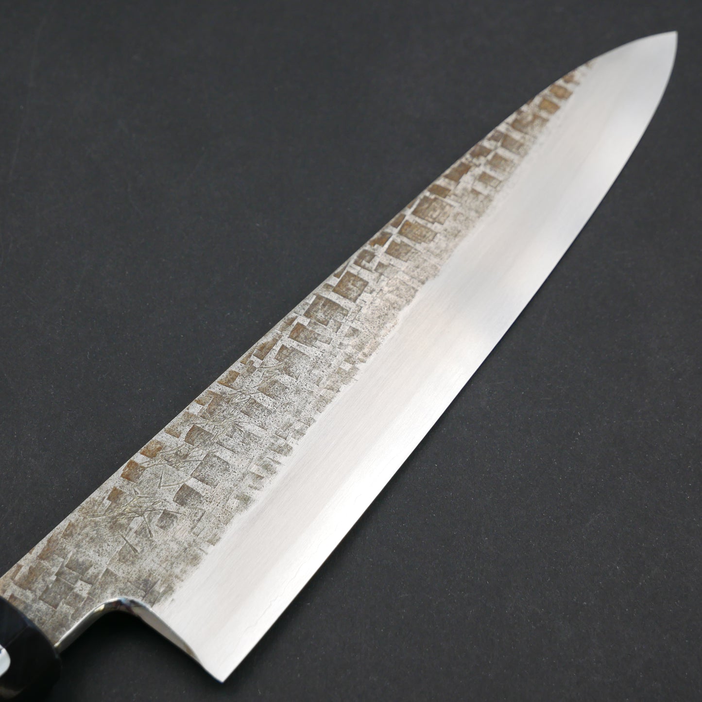 Silver#3 Stainless Steel Kurouchi Tsuchime Gyuto Japanese Yew Octagonal Handle