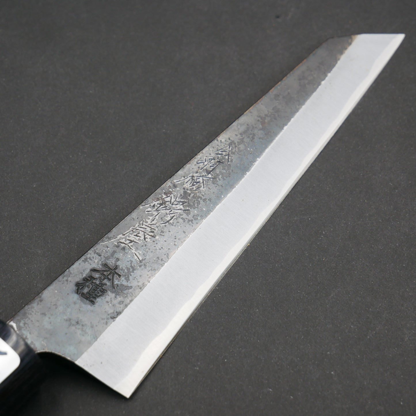 "Tanegashima" Blue#2 Carbon Steel Kurouchi Honesuki Rosewood Handle