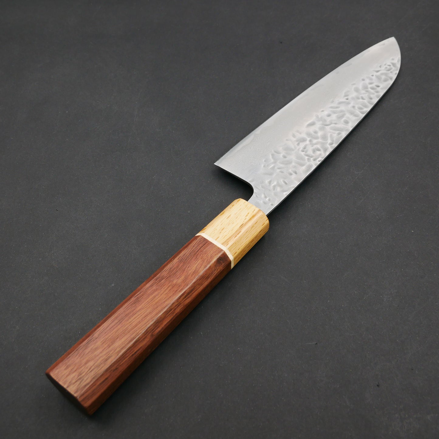 AUS10 Tsuchime Damascus Santoku Walnut Octagonal Handle