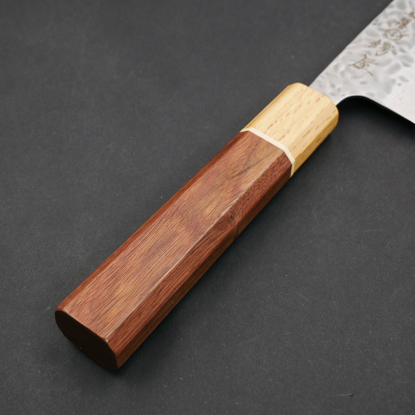 AUS10 Tsuchime Damascus Santoku Walnut Octagonal Handle