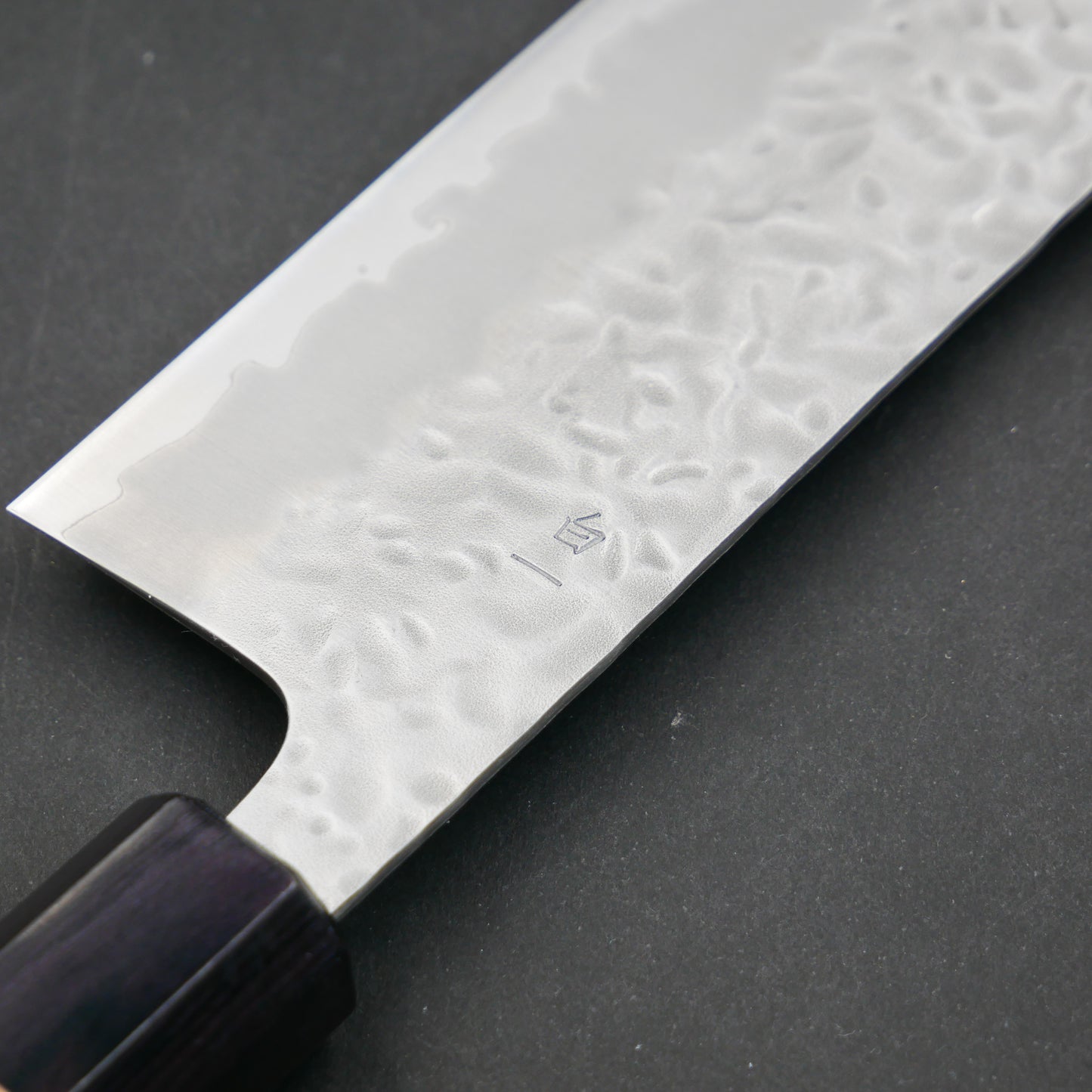 White#1 Carbon Steel Tsuchime Nakiri Walnut Octagonal Handle