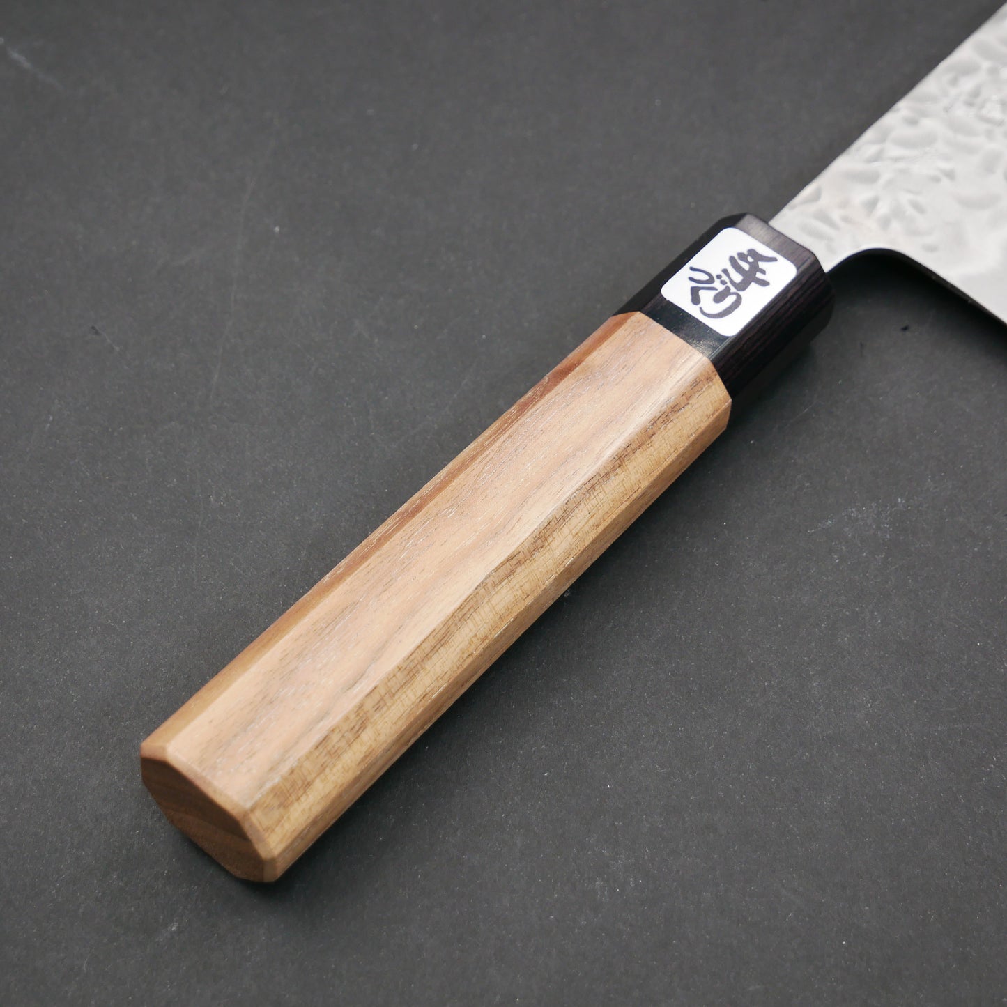 White#1 Carbon Steel Tsuchime Nakiri Walnut Octagonal Handle