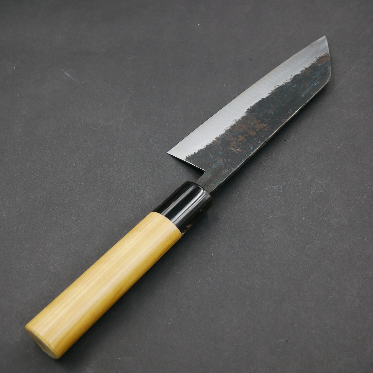 White#2 Carbon Steel Kurouchi Kiritsuke Santoku Magnolia Handle