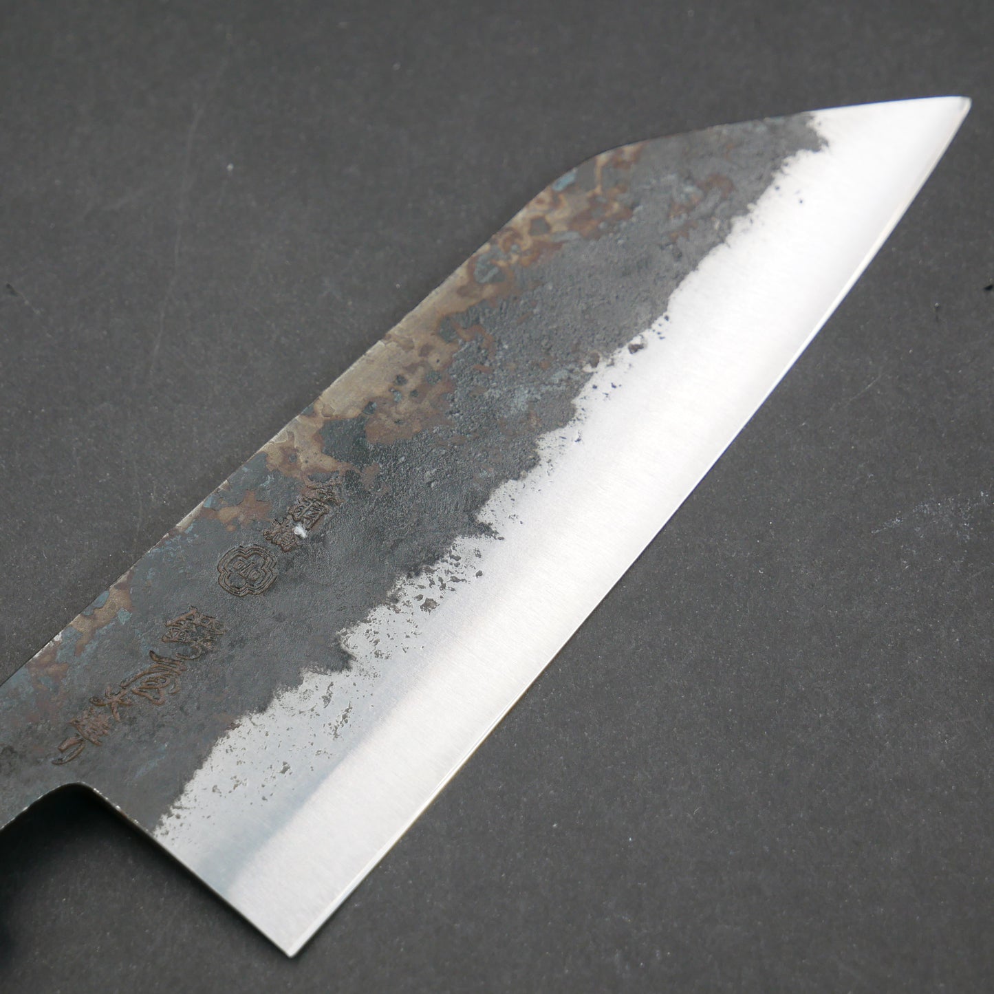 White#2 Carbon Steel Kurouchi Kiritsuke Santoku Magnolia Handle