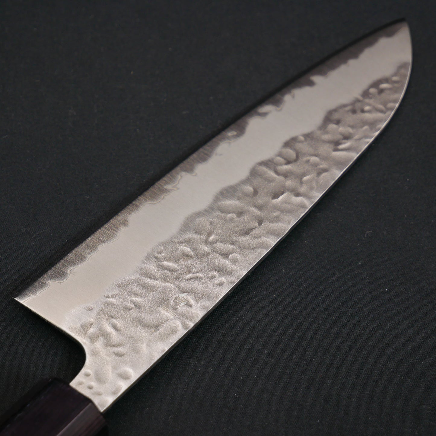 White#1 Carbon Steel Tsuchime Santoku Walnut Octagonal Handle