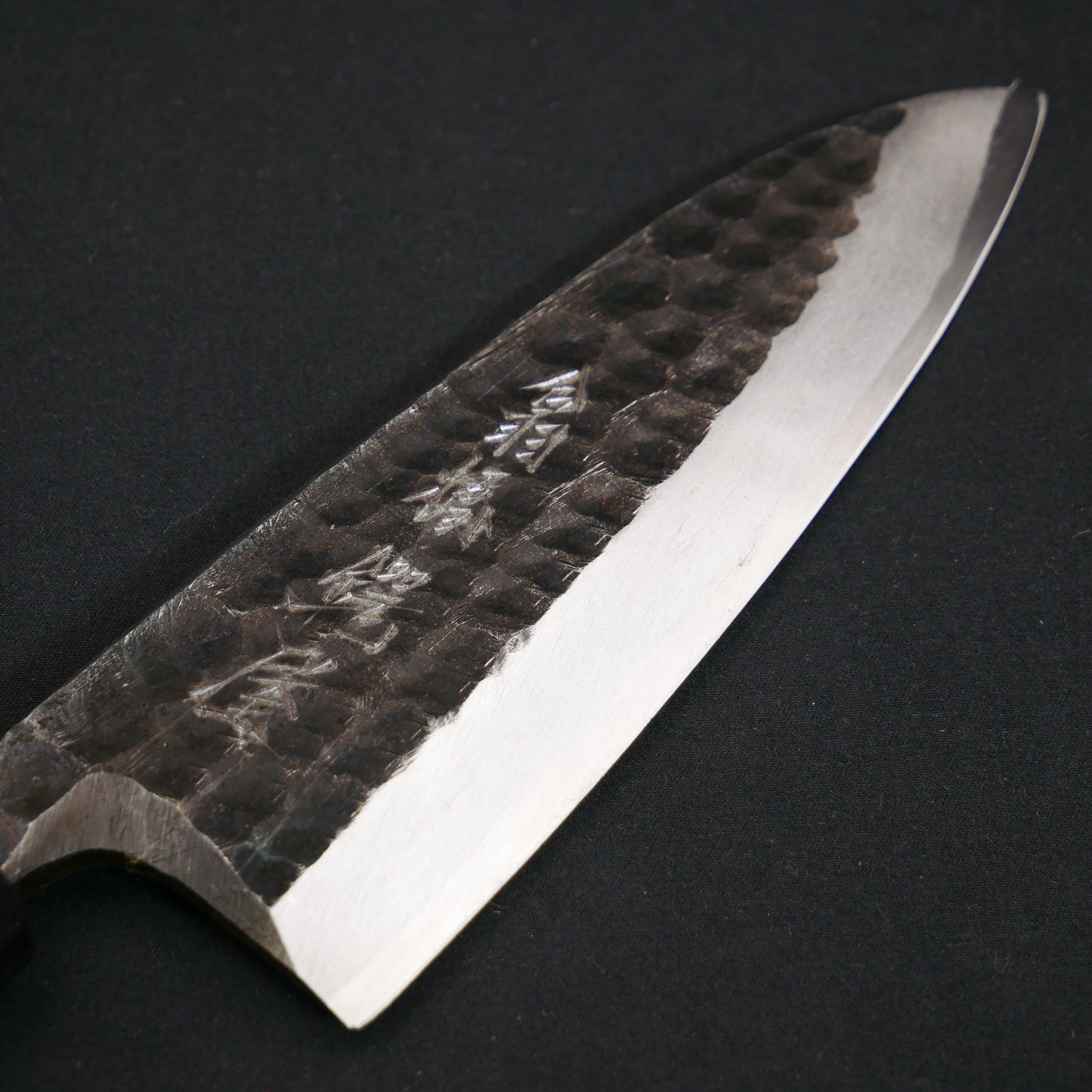 White#2 Carbon Steel Kurouchi Tsuchime Deba Walnut Octagonal Handle