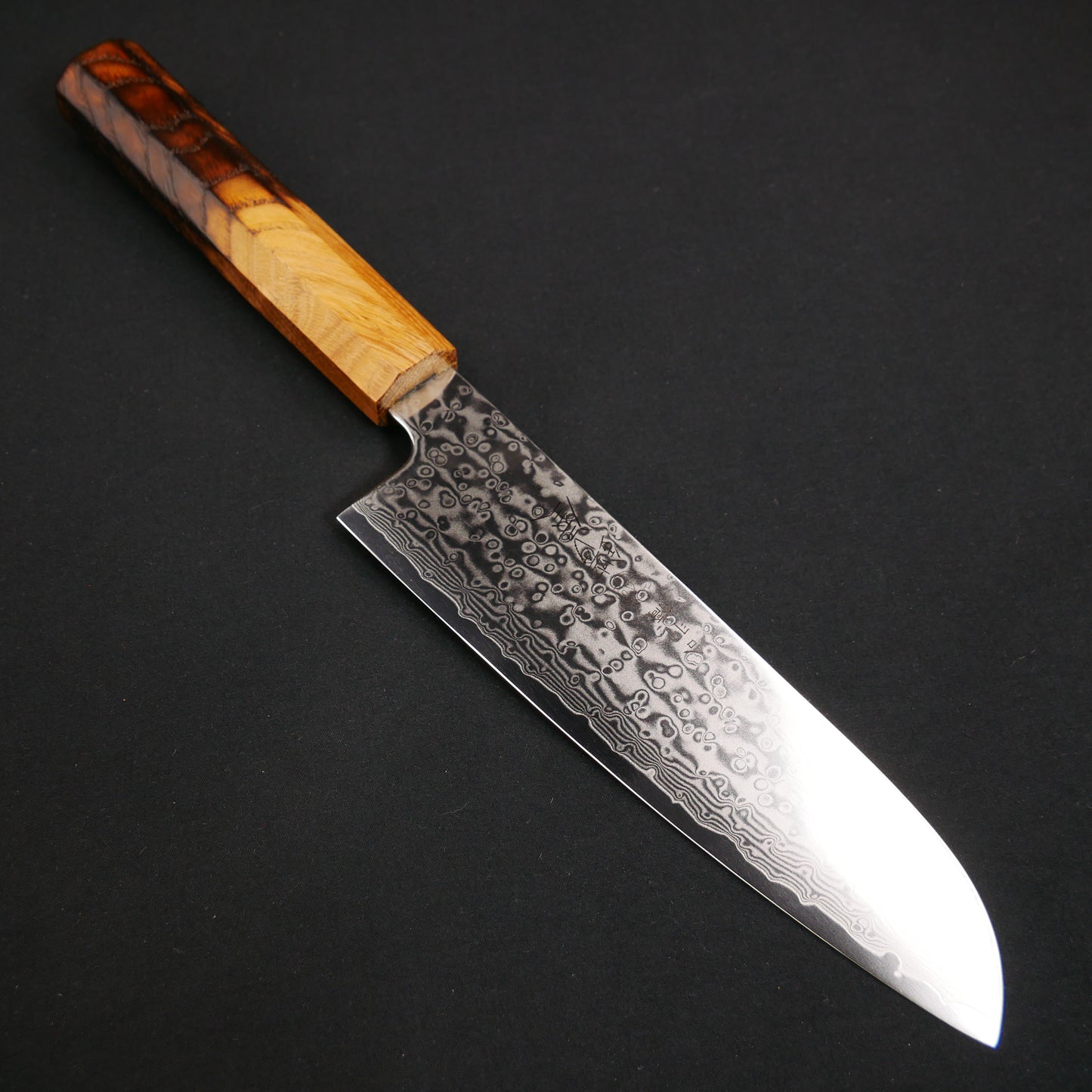 Molybdenum Vanadium Steel 67Layers Damascus Santoku Oak Octagonal Handle