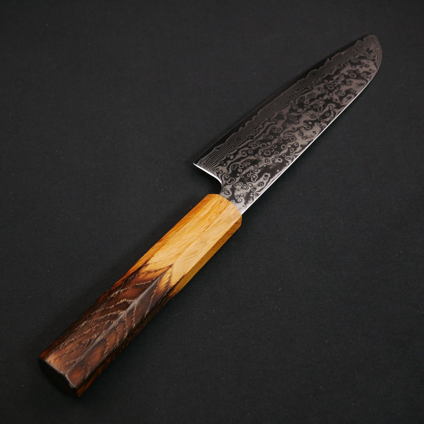 Molybdenum Vanadium Steel 67Layers Damascus Santoku Oak Octagonal Handle