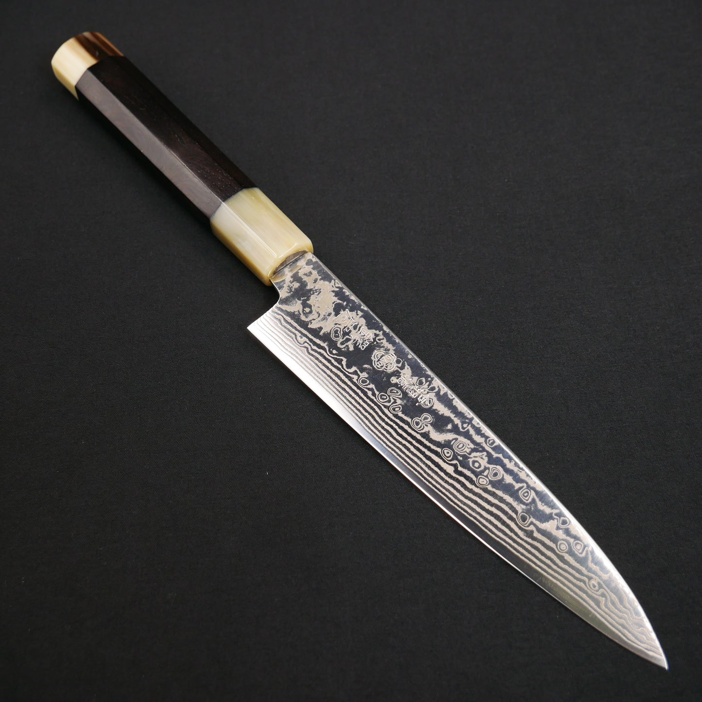 吉田刃物 ZDP189 ダマスカス ペティ 黒檀八角柄