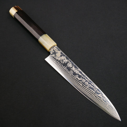 吉田刃物 ZDP189 ダマスカス ペティ 黒檀八角柄