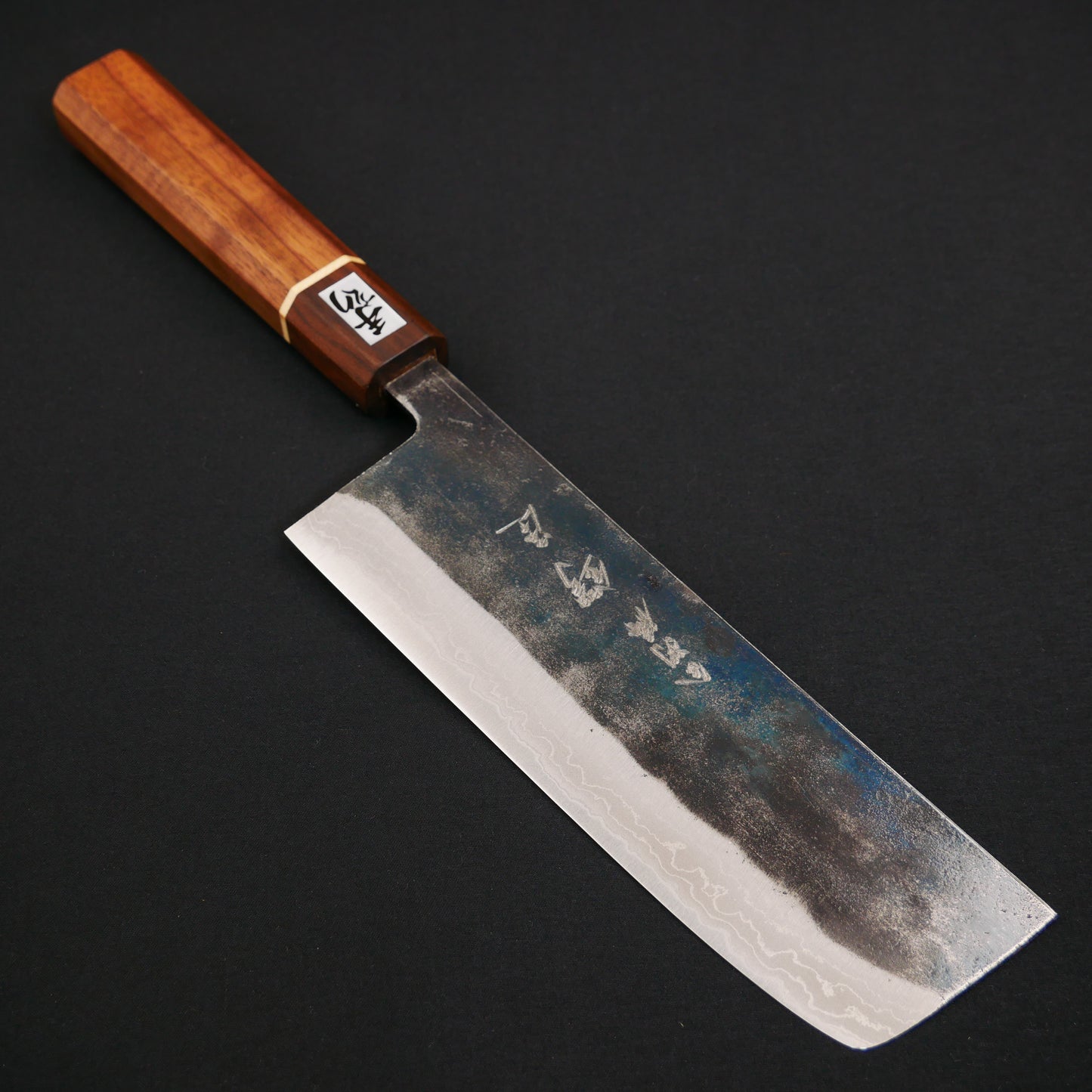 White#2 Carbon Steel Kurouchi Nakiri Walnut Octagonal Handle
