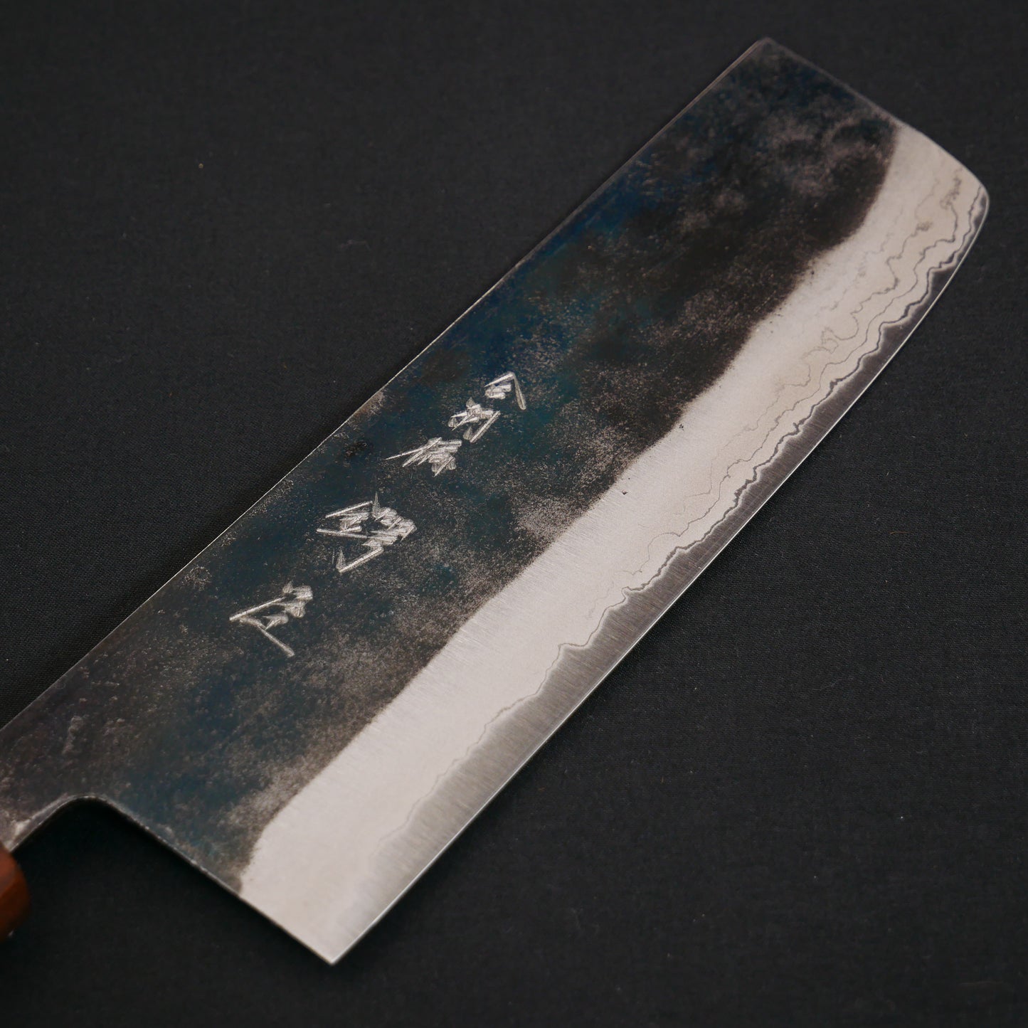 White#2 Carbon Steel Kurouchi Nakiri Walnut Octagonal Handle