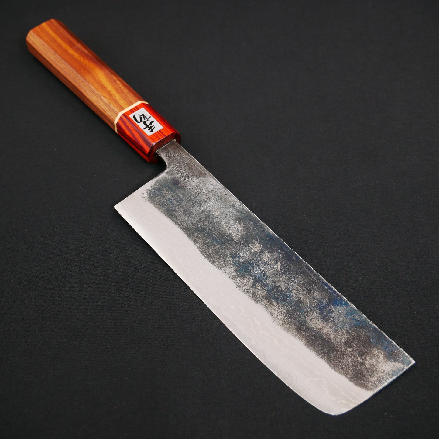 White#2 Carbon Steel Kurouchi Nakiri Walnut Octagonal Handle