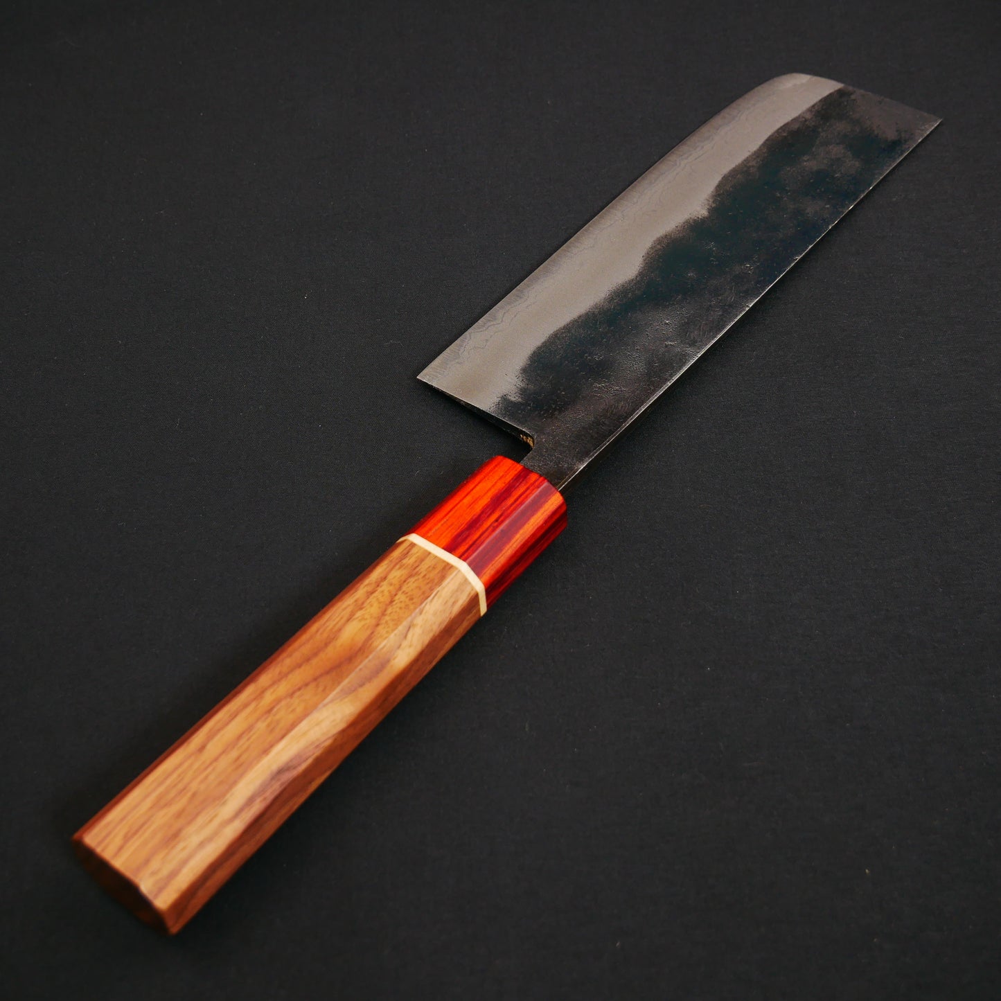 White#2 Carbon Steel Kurouchi Nakiri Walnut Octagonal Handle