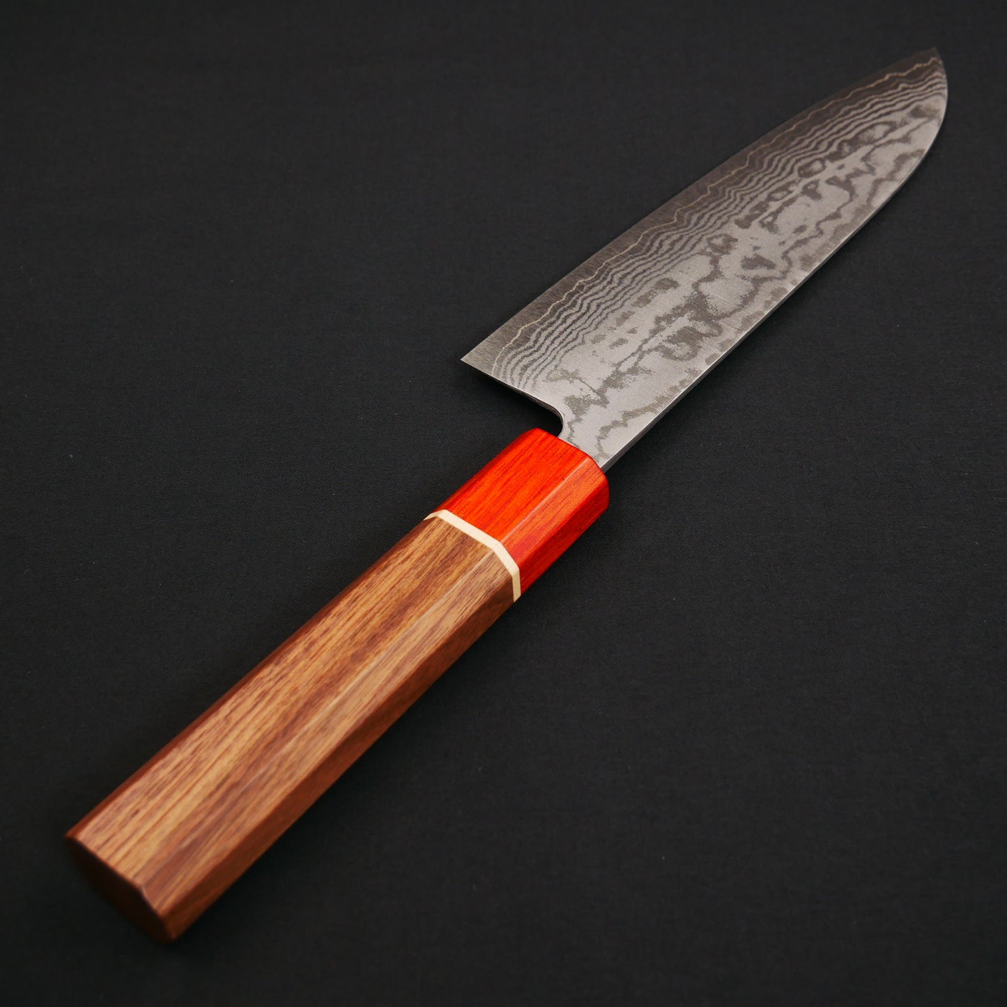 VG10 Damascus Santoku Walnut Octagonal Handle