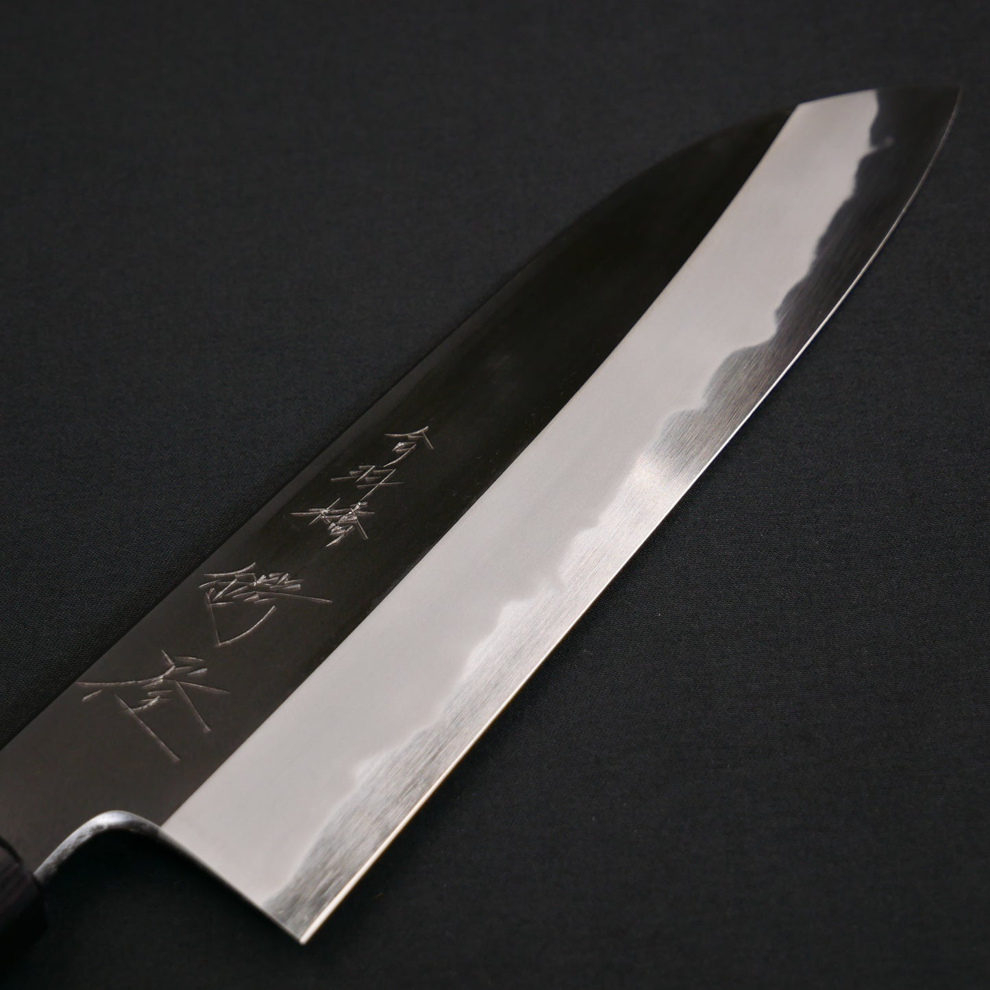 Blue#1 Carbon Steel Kurouchi Santoku Walnut Octagonal Handle