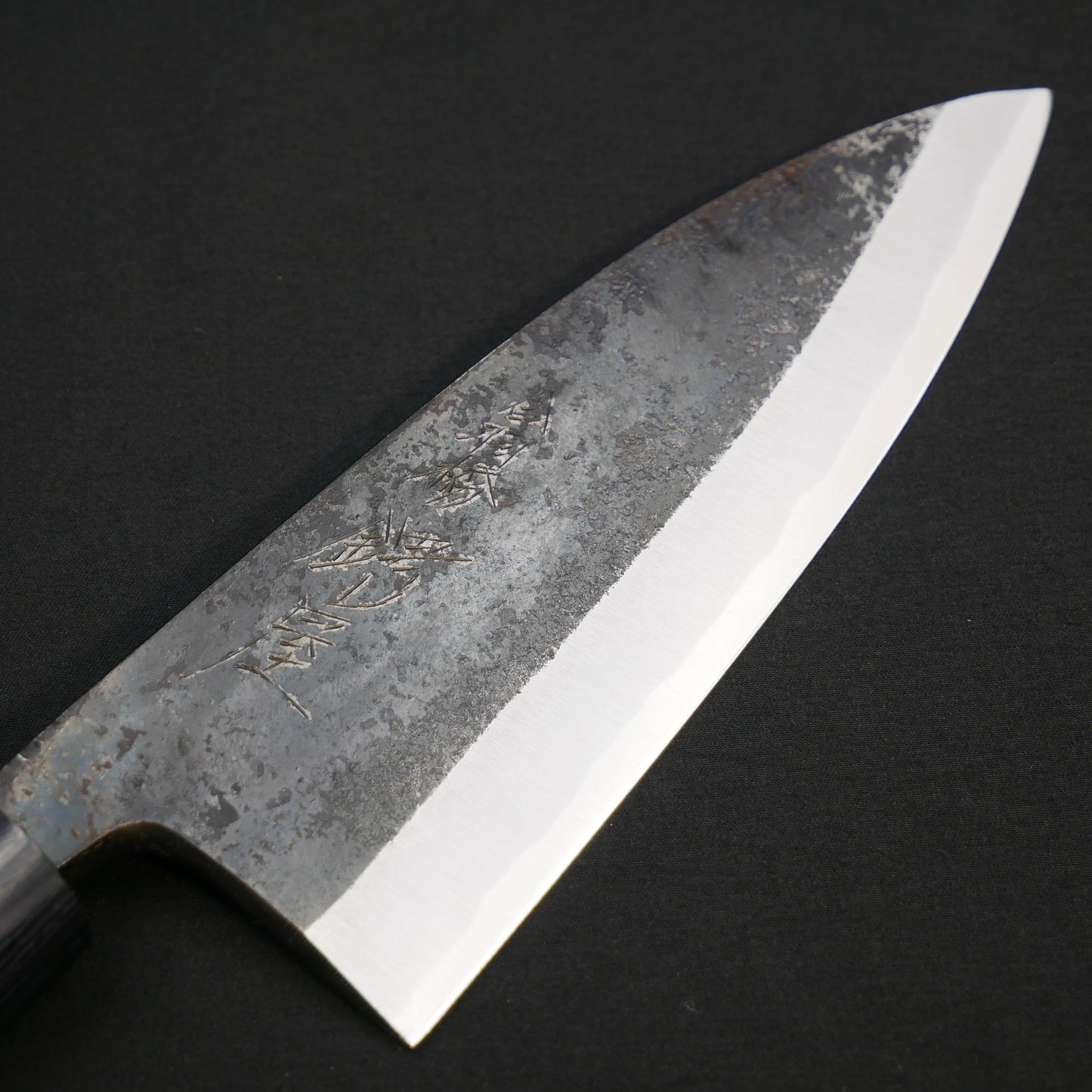 本種子島 青二鋼 黒打 出刃 紫檀柄 (両刃)
