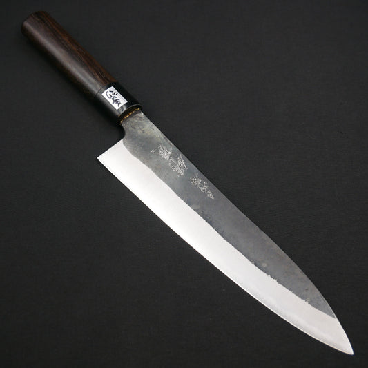 本種子島 青二鋼 黒打 牛刀 紫檀柄
