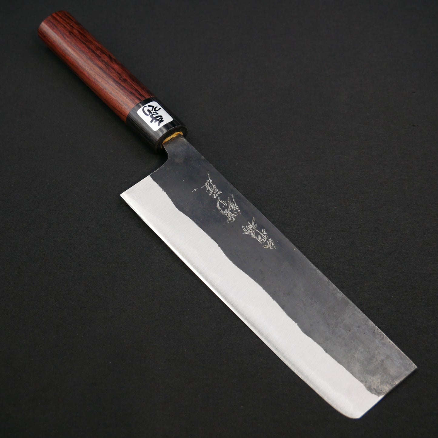 本種子島 青二鋼 黒打 菜切 紫檀柄