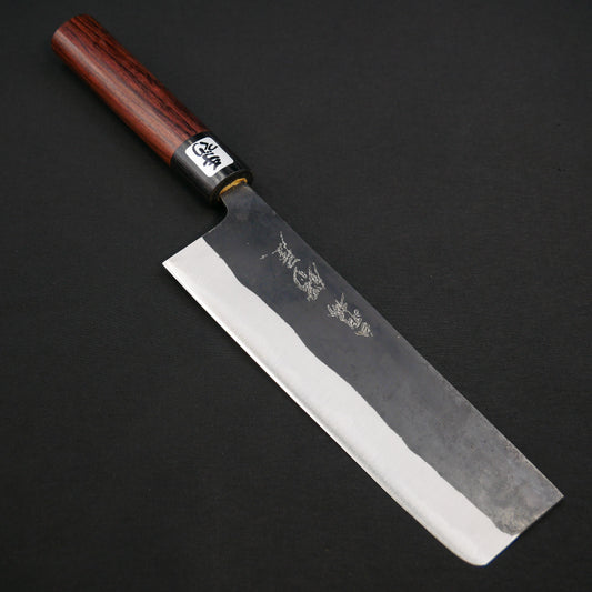 本種子島 青二鋼 黒打 菜切 紫檀柄