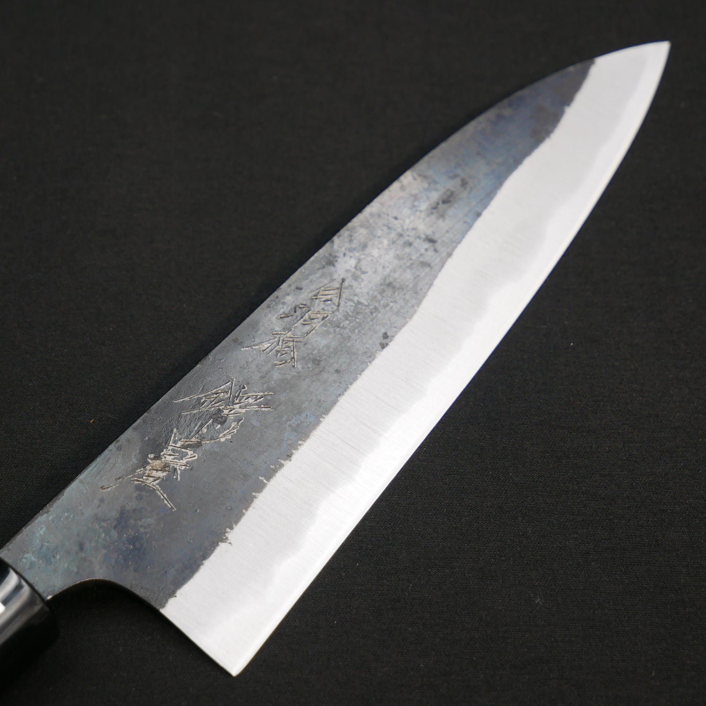 "Tanegashima" Blue#2 Carbon Steel Kurouchi Middle Santoku Rosewood Handle