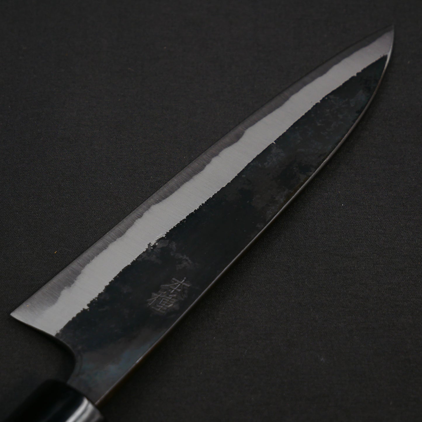 "Tanegashima" Blue#2 Carbon Steel Kurouchi Middle Santoku Rosewood Handle