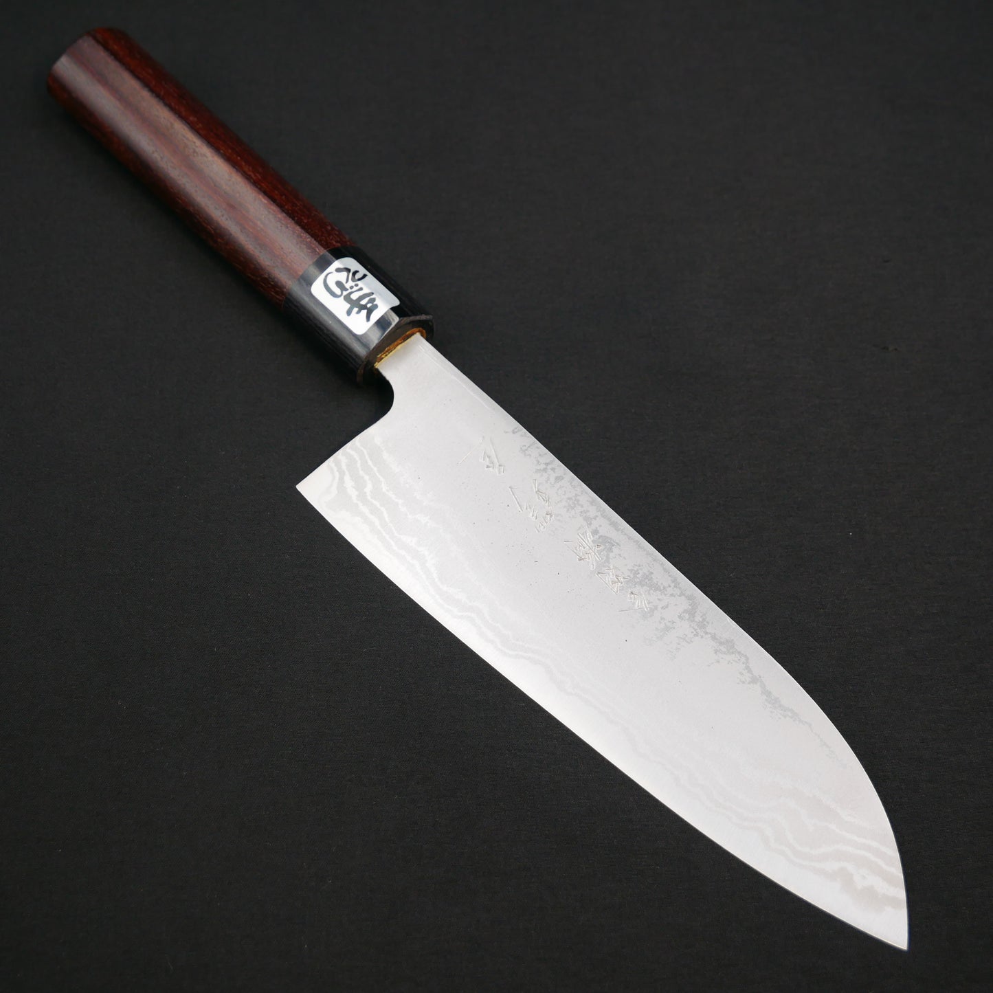 Blue#2 Carbon Steel Damascus Santoku Rosewood Handle