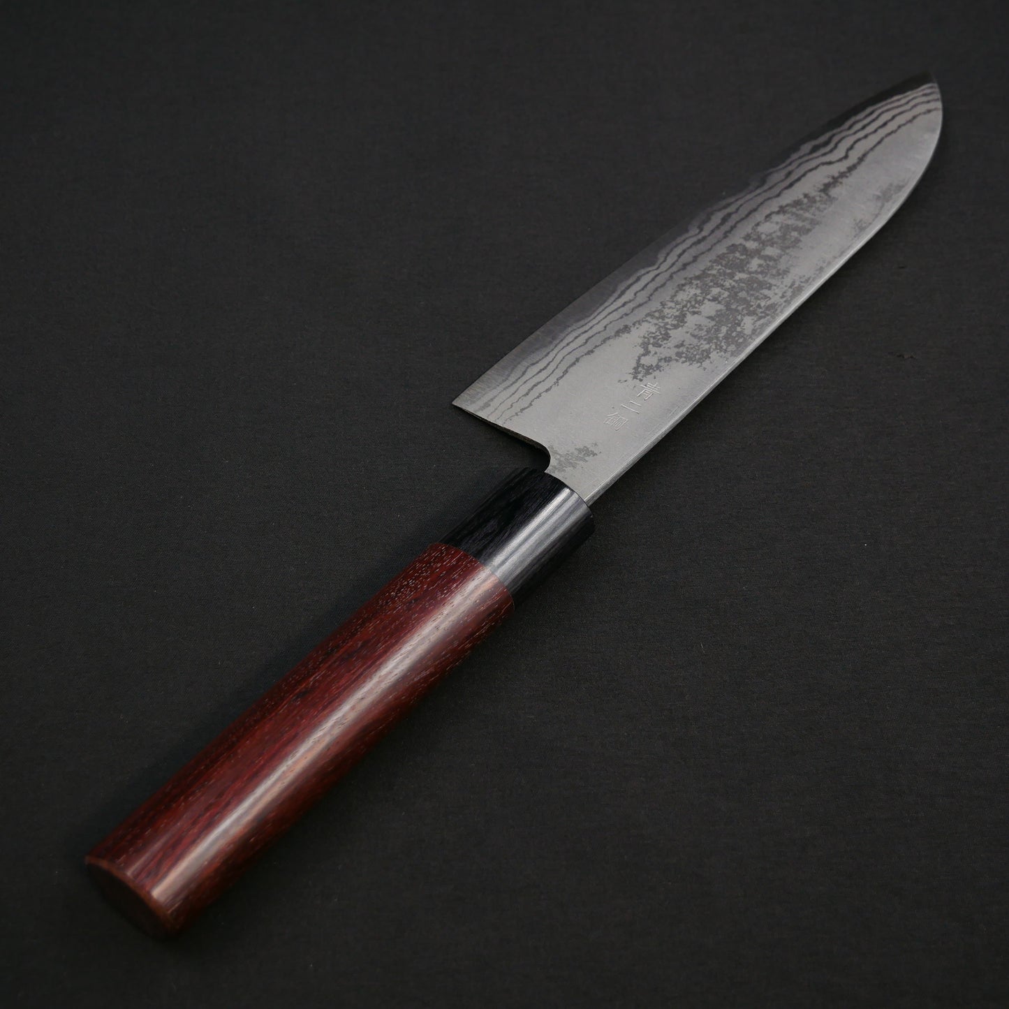 Blue#2 Carbon Steel Damascus Santoku Rosewood Handle