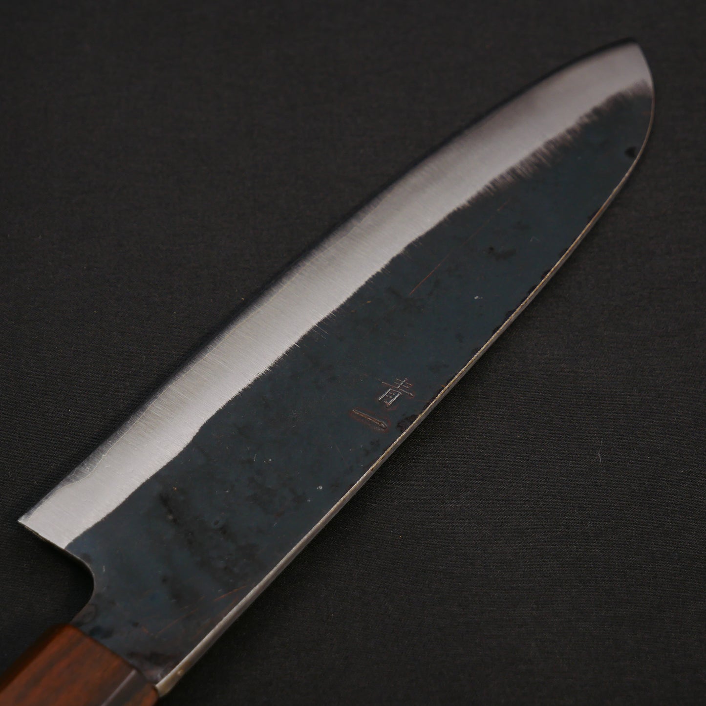 Blue#1 Carbon Steel Kurouchi StainlessClad Santoku Walnut Octagonal Handle