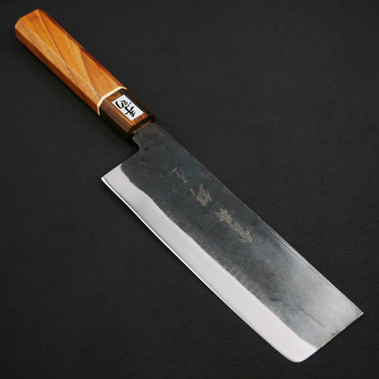 青一鋼 黒打 ステンクラッド 菜切 ウォールナット八角柄