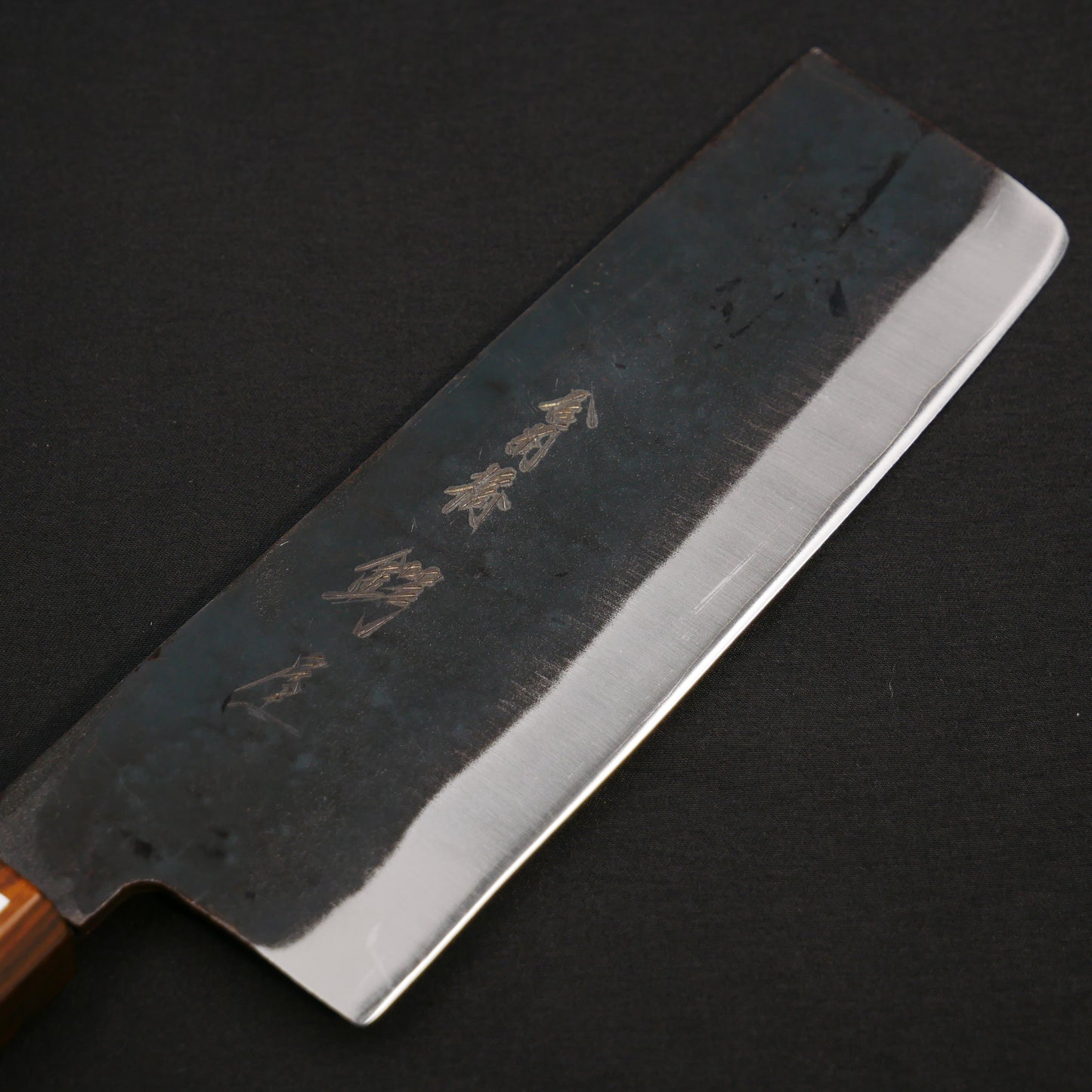Blue#1 Carbon Steel Kurouchi StainlessClad Nakiri Walnut Octagonal handle