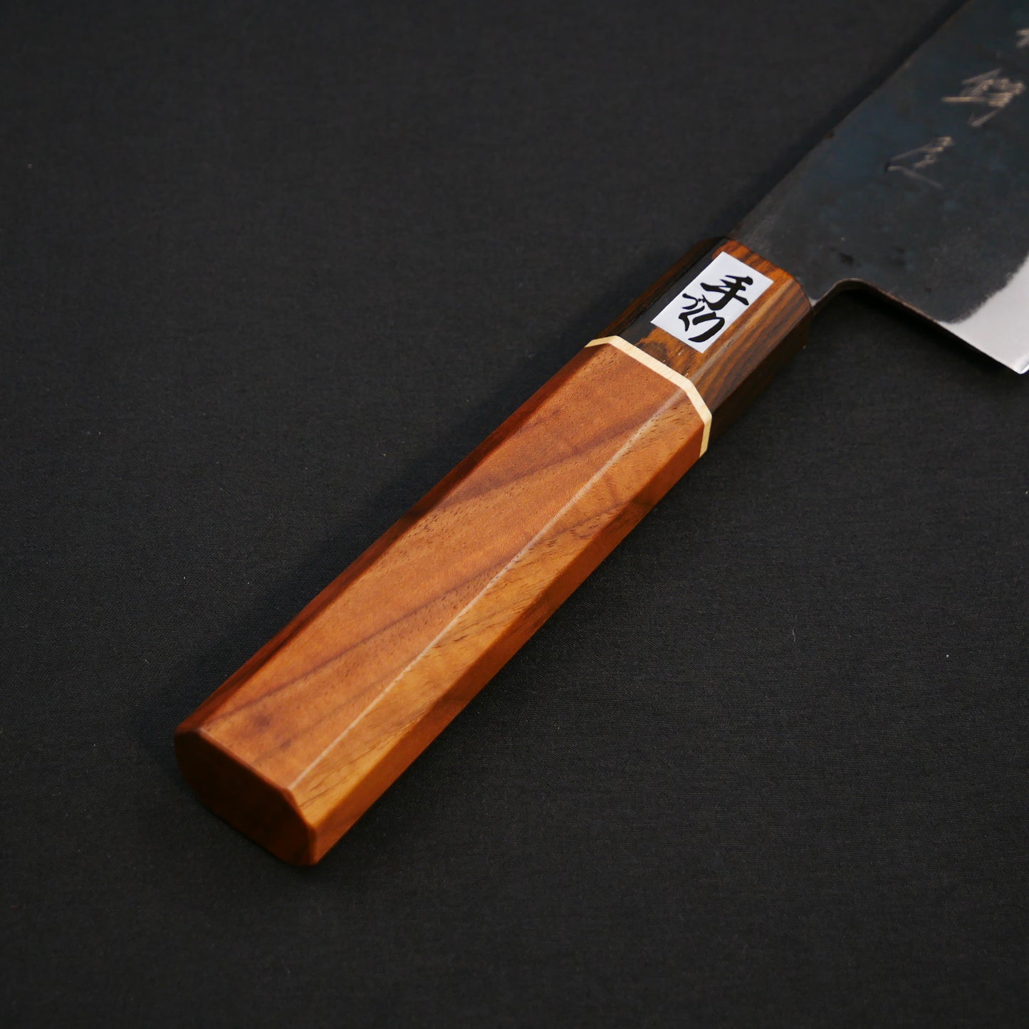 Blue#1 Carbon Steel Kurouchi StainlessClad Nakiri Walnut Octagonal handle