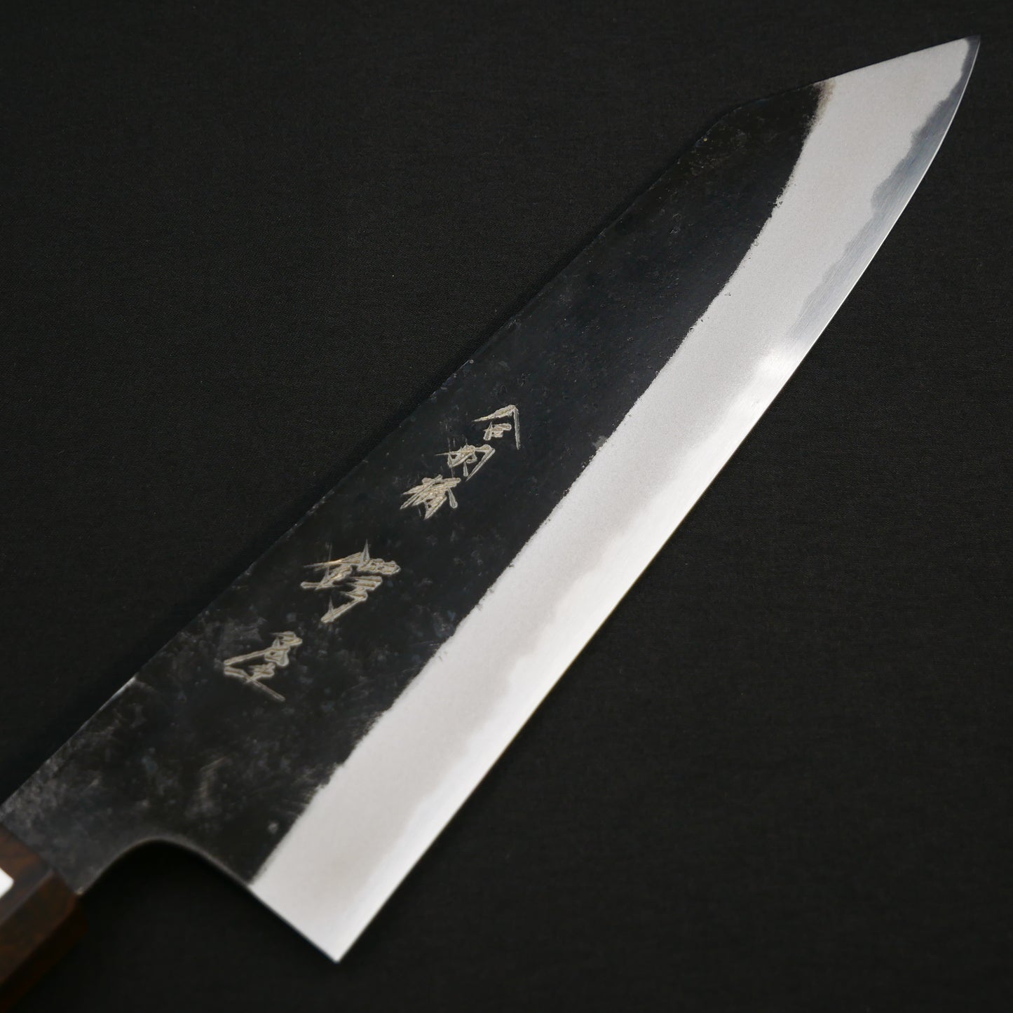 白二鋼 黒打 切付牛刀 ウォールナット八角柄