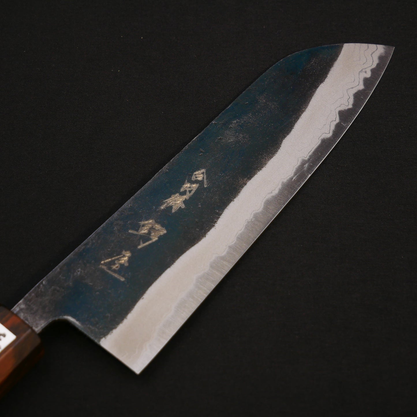 White#2 Carbon Steel Multilayer Kurouchi Santoku Walnut Octagonal Handle