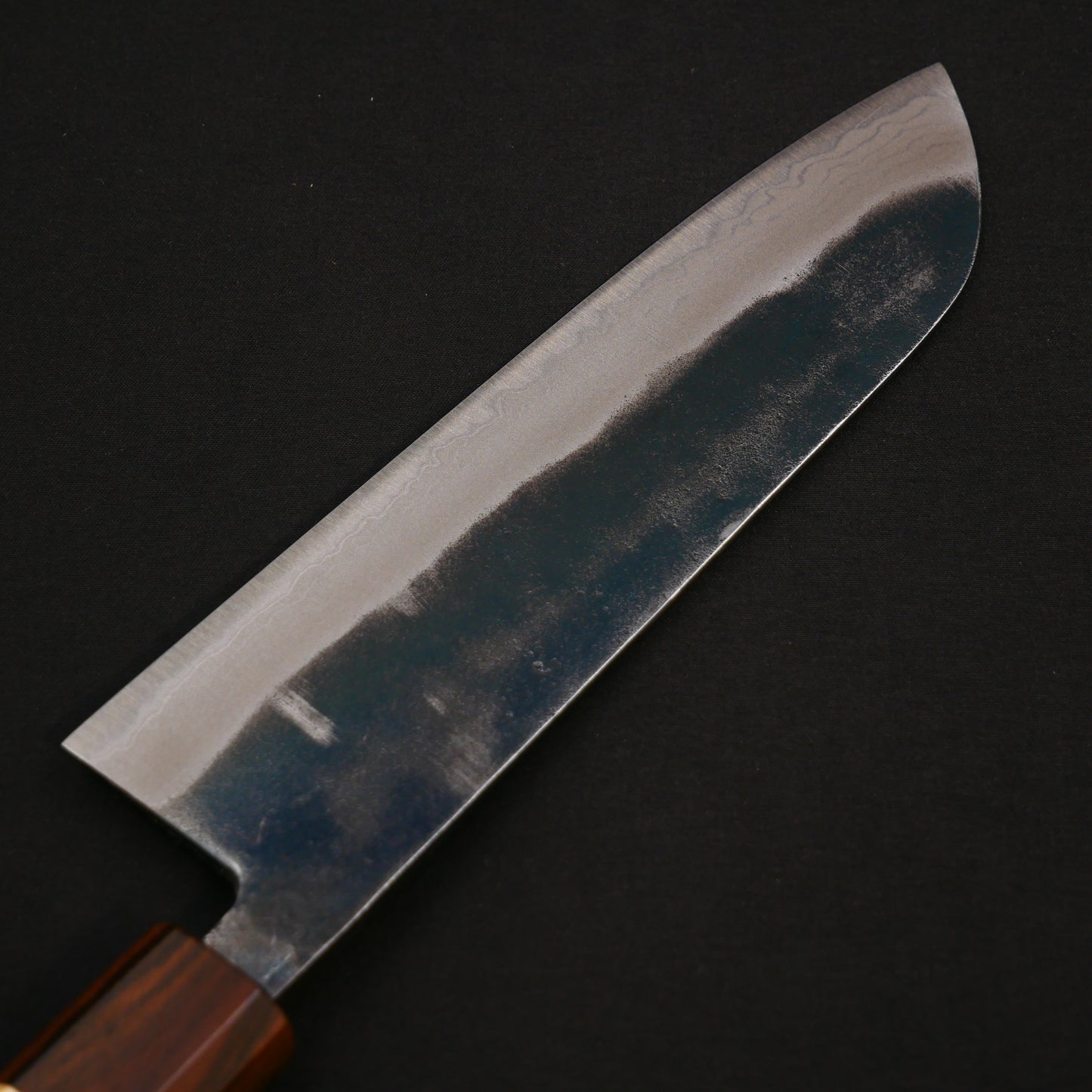 White#2 Carbon Steel Multilayer Kurouchi Santoku Walnut Octagonal Handle