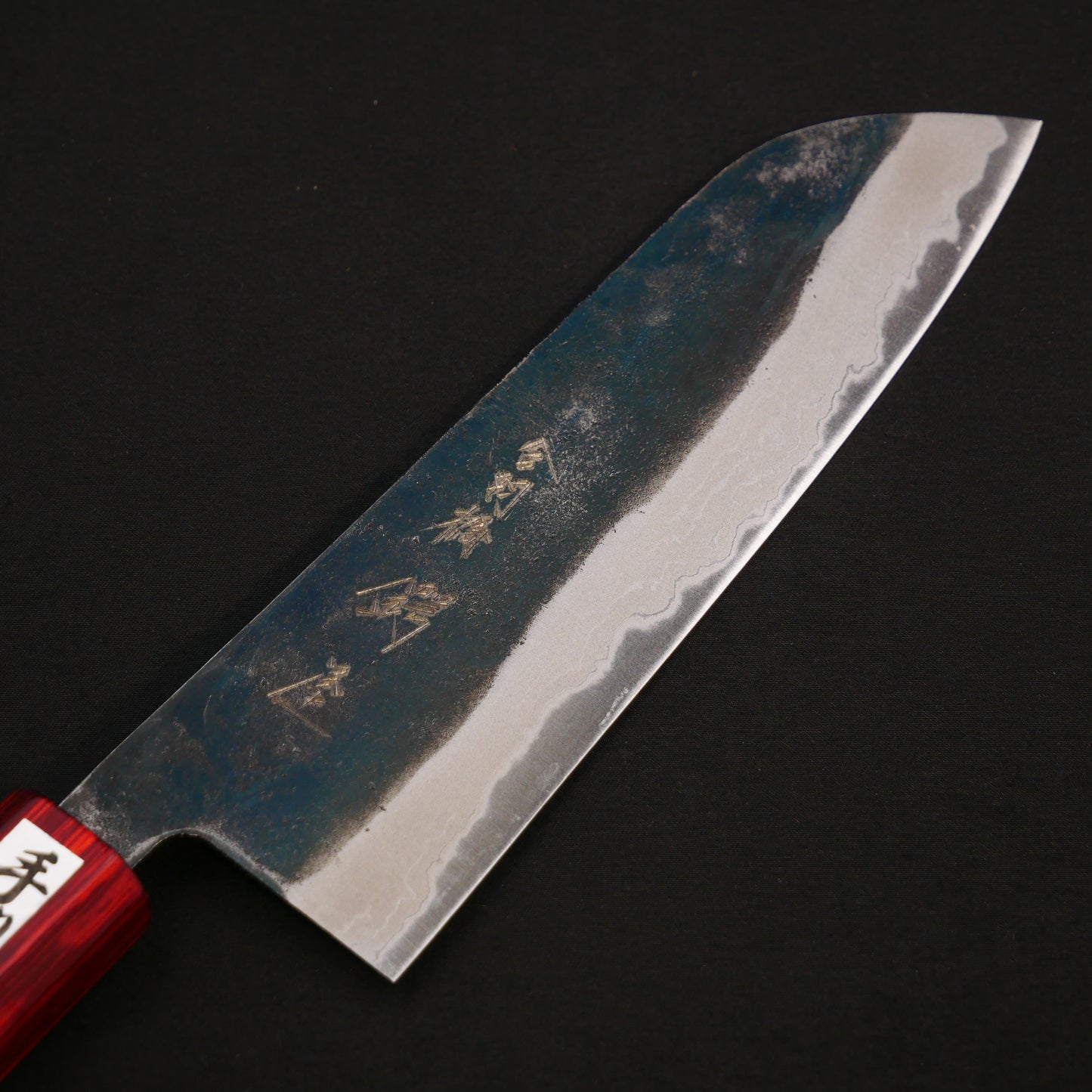 White#2 Carbon Steel Multilayer Kurouchi Santoku Walnut Octagonal Handle