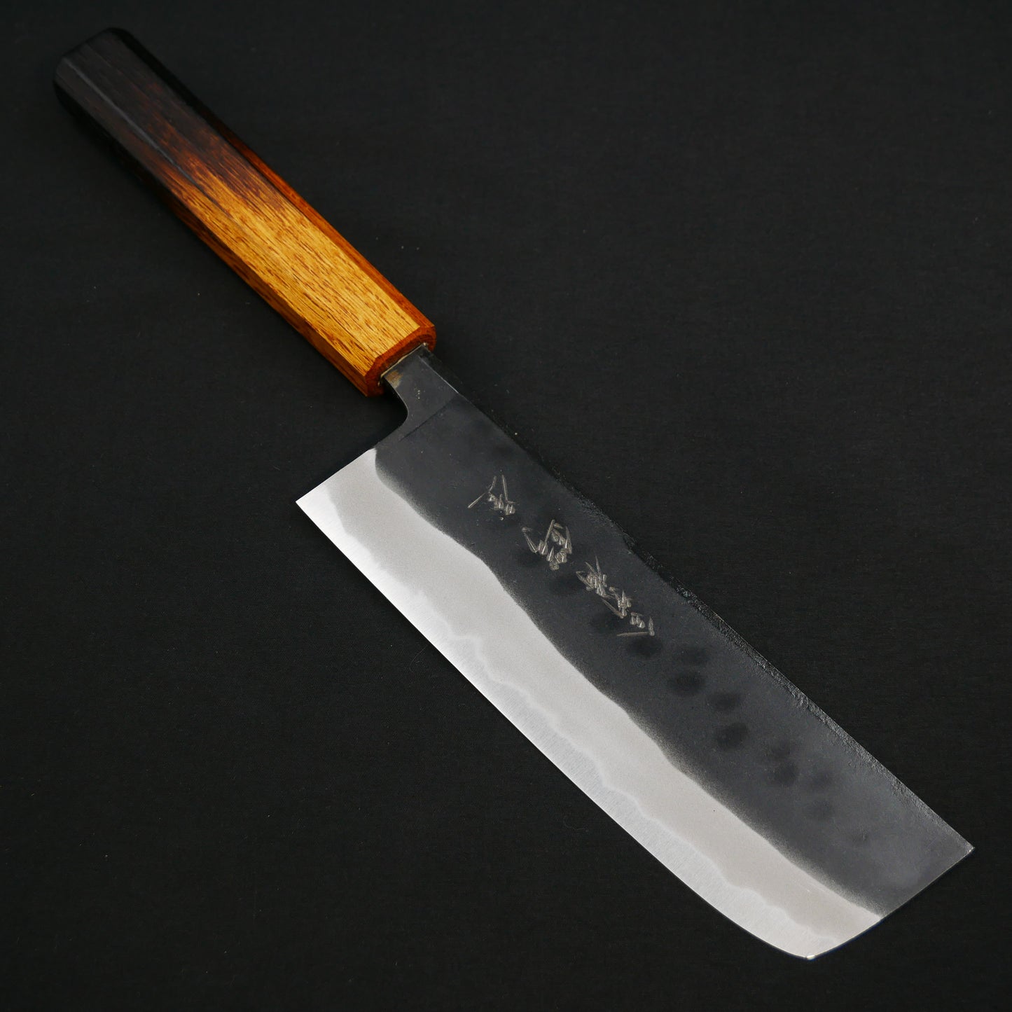 White#2 Carbon Steel Kurouchi Nakiri Oak Octagonal Handle